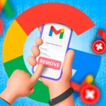Ảnh minh họa một bàn tay đang cầm điện thoại xóa tài khoản Gmail.