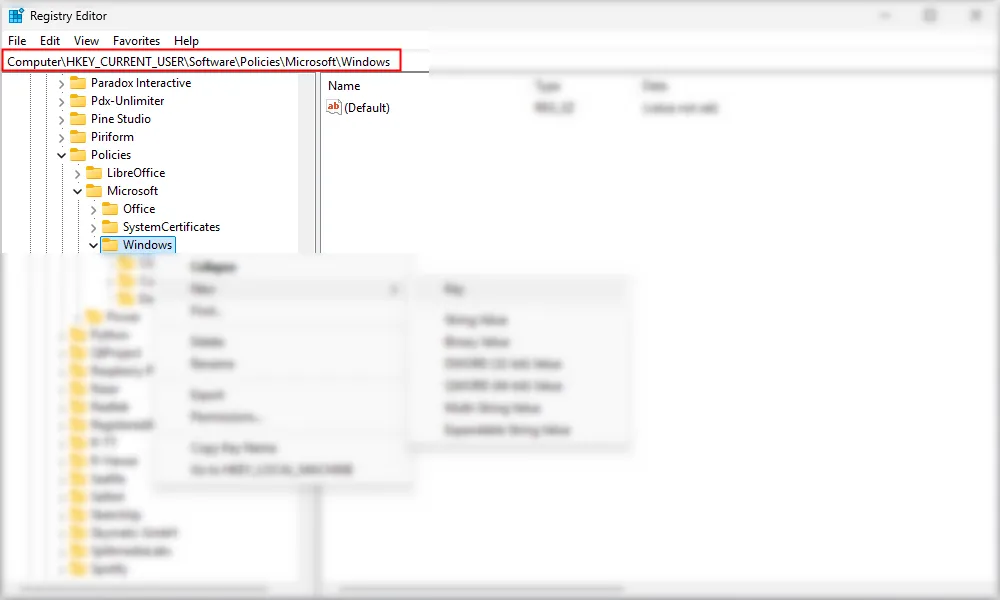 Đường dẫn khóa Registry để tắt Bing Search trên Windows 11