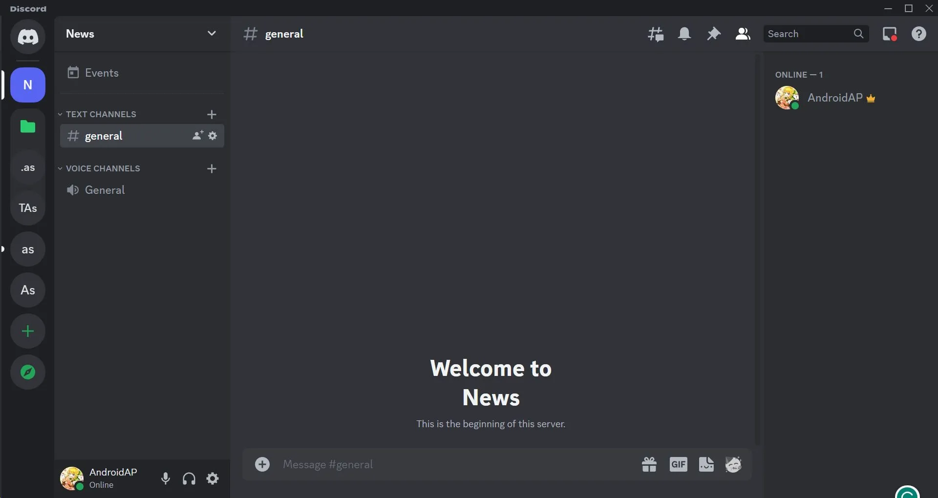 Giao diện tổng quan của một máy chủ Discord trên PC