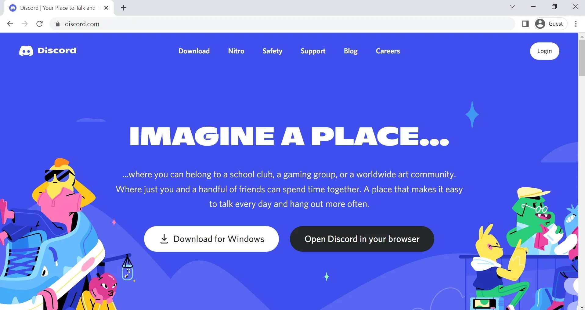 Giao diện trang web đăng nhập của Discord