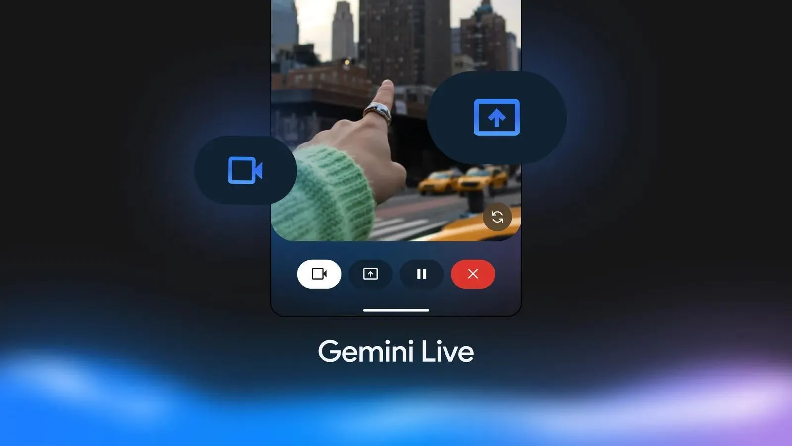 Hình ảnh minh họa chế độ Gemini Live, một phần của cập nhật giao diện gần đây