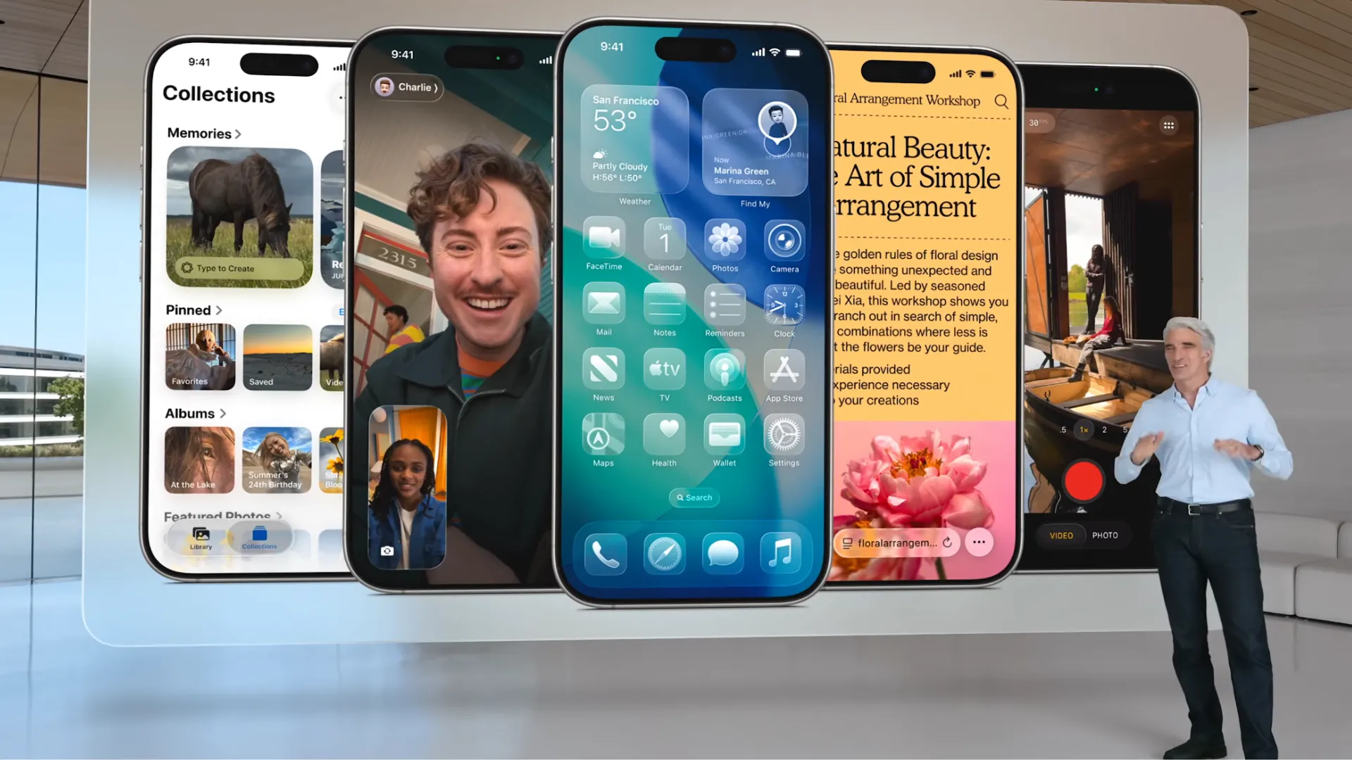 Màn hình giới thiệu iOS 26 tại sự kiện WWDC 2025 của Apple, nhấn mạnh giao diện mới.
