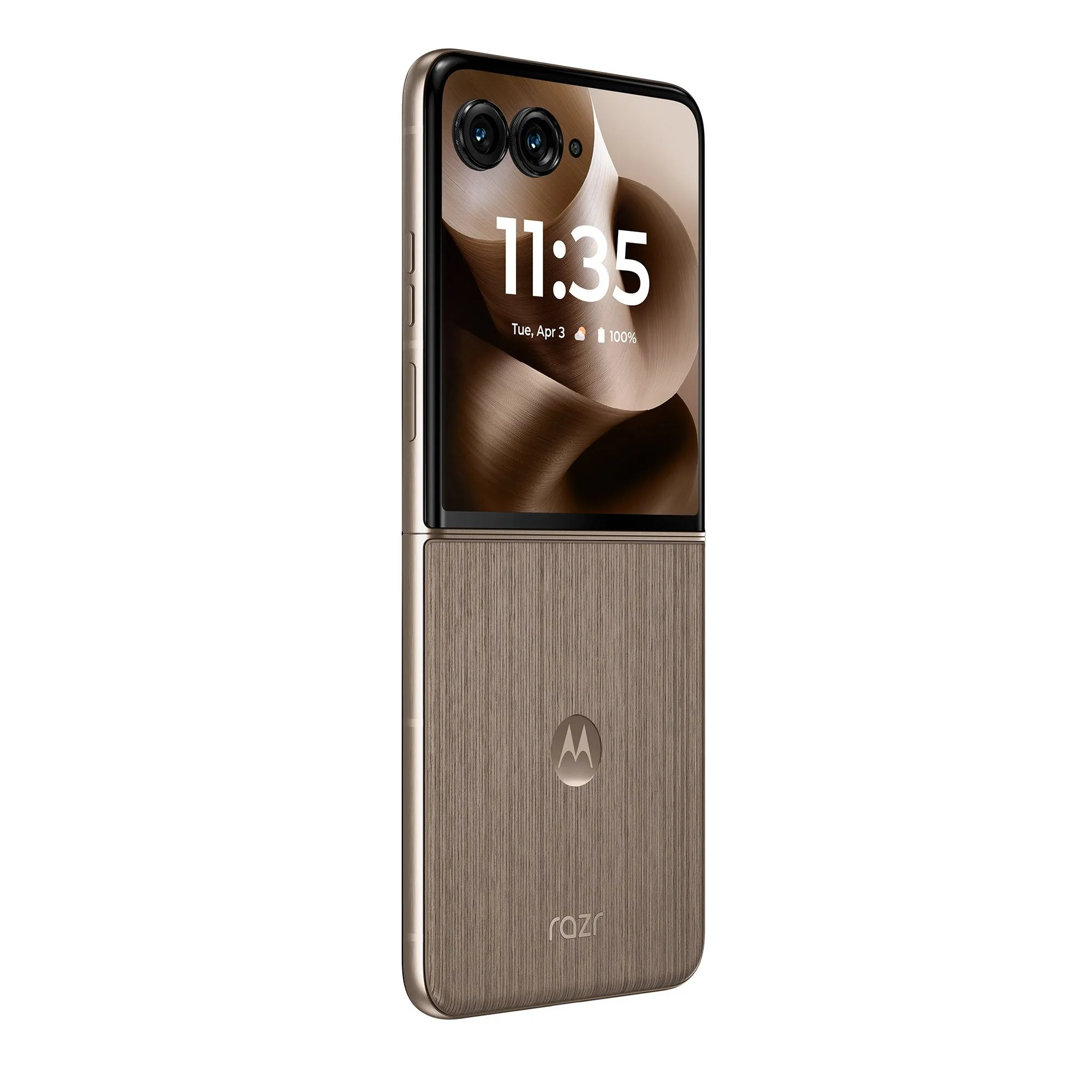 Mặt lưng phải của Motorola Razr Ultra 2025 màu PANTONE Mountain Trail