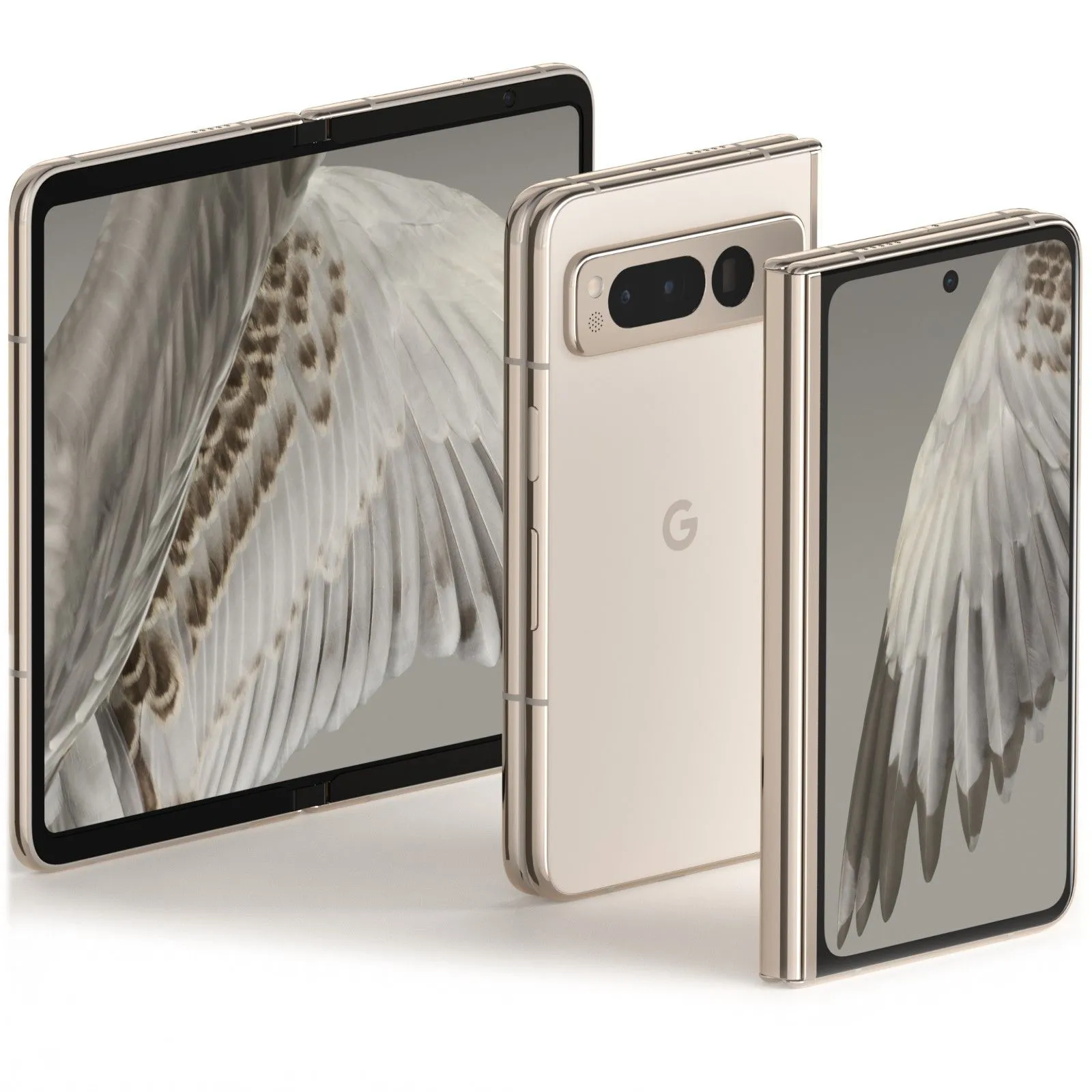 Thiết kế góc nhìn của Google Pixel Fold màu Sứ (Porcelain)