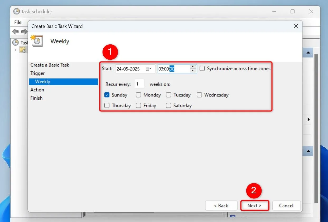 Thiết lập ngày và giờ cụ thể để Windows 11 tự khởi động lại