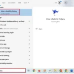 Tìm kiếm "reliability" trong menu Start để mở Giám sát Độ tin cậy Windows.