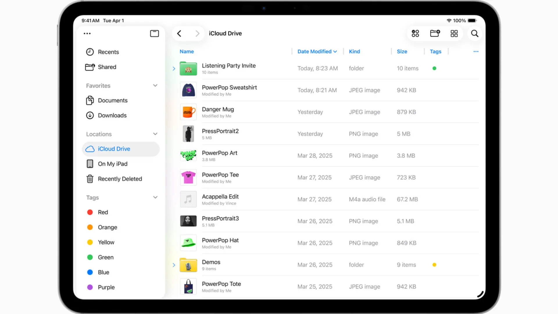 Ứng dụng Tệp được cải tiến trên iPadOS 26 với chế độ xem Danh sách mới.