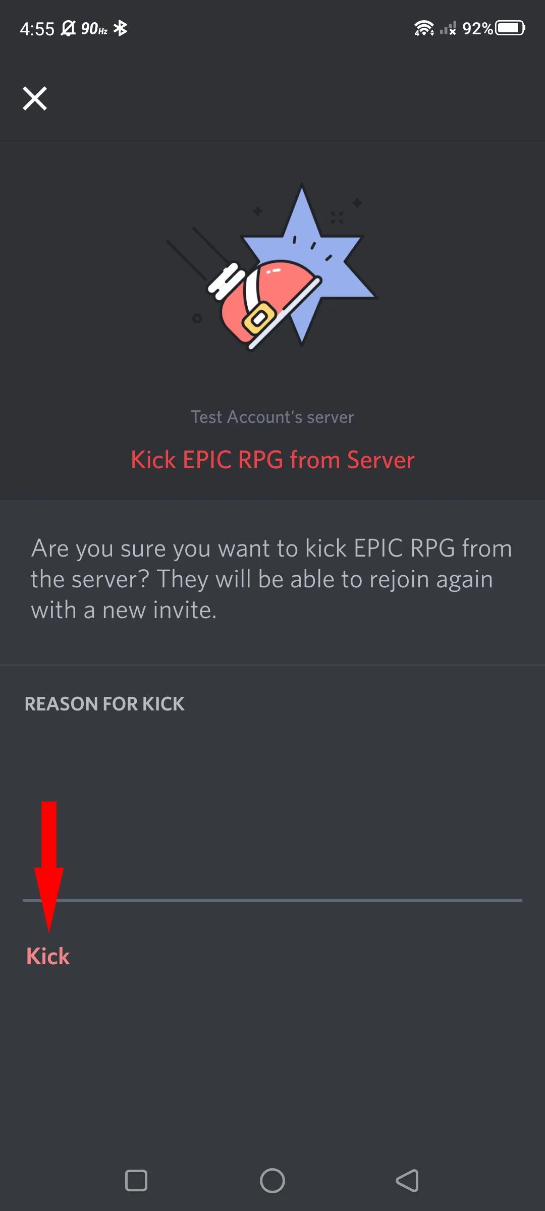Xác nhận đuổi bot khỏi server Discord