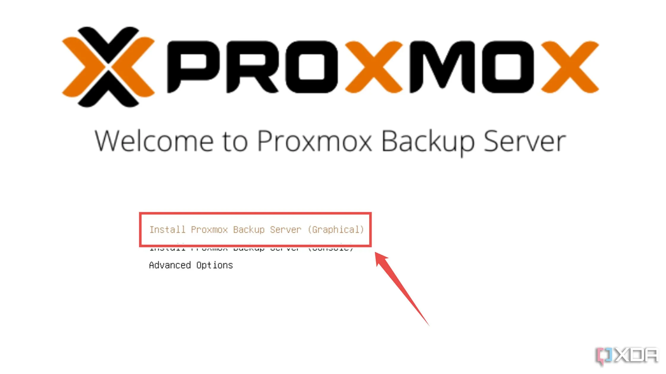 Chọn tùy chọn cài đặt Proxmox Backup Server (Graphical)