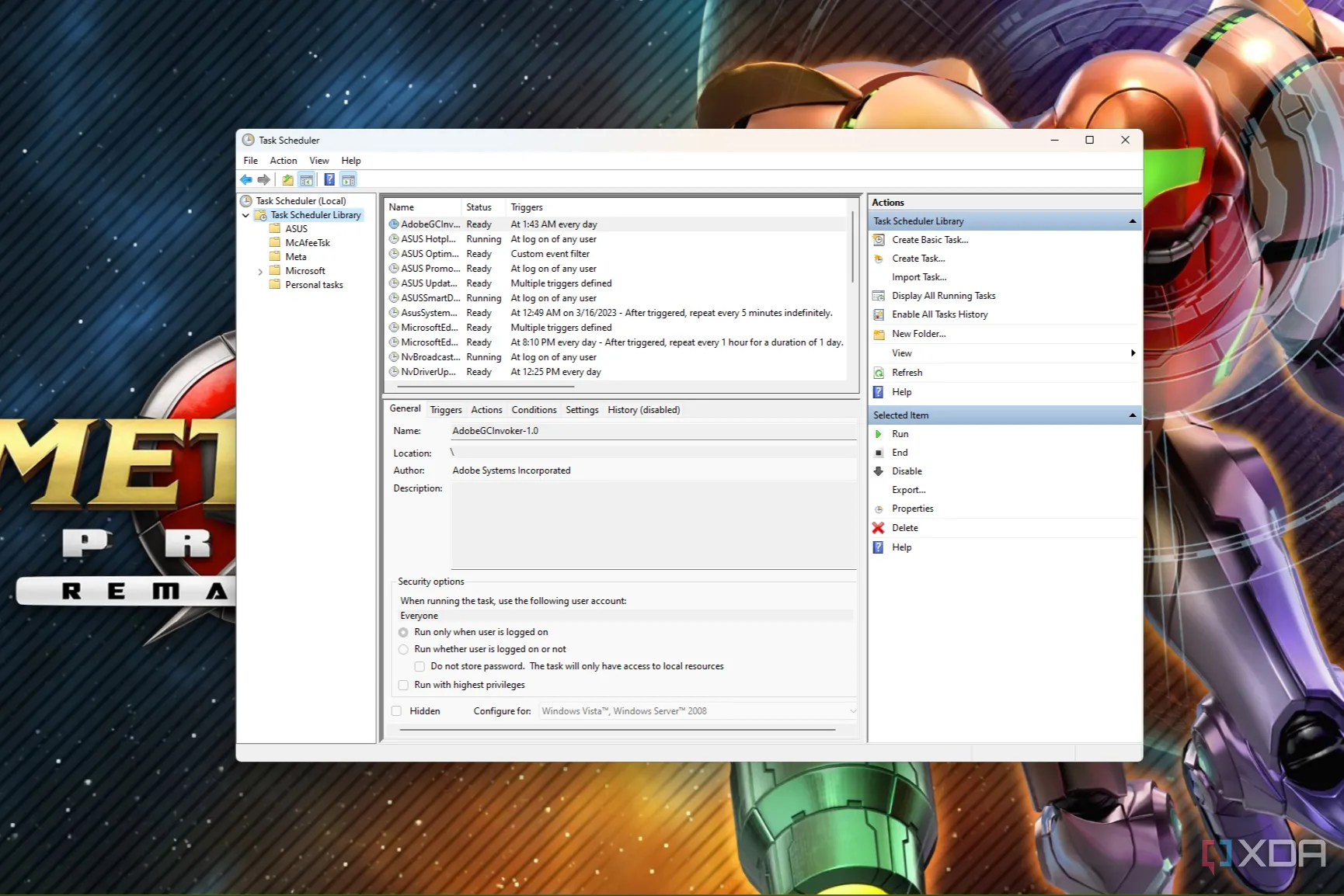 Cửa sổ tạo tác vụ mới trong Windows Task Scheduler trên Windows 11
