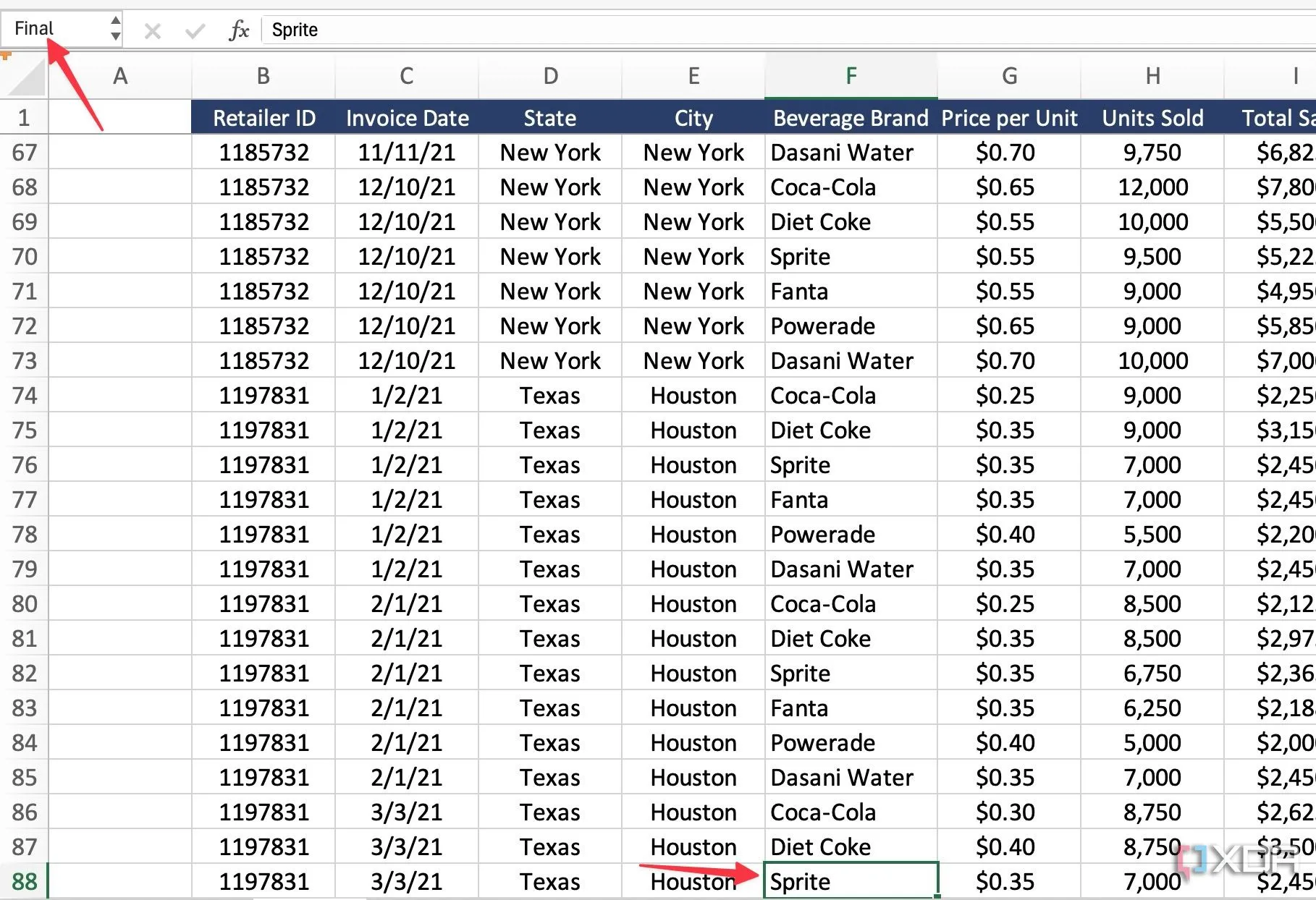Đánh dấu ô quan trọng trong Excel bằng cách đổi tên