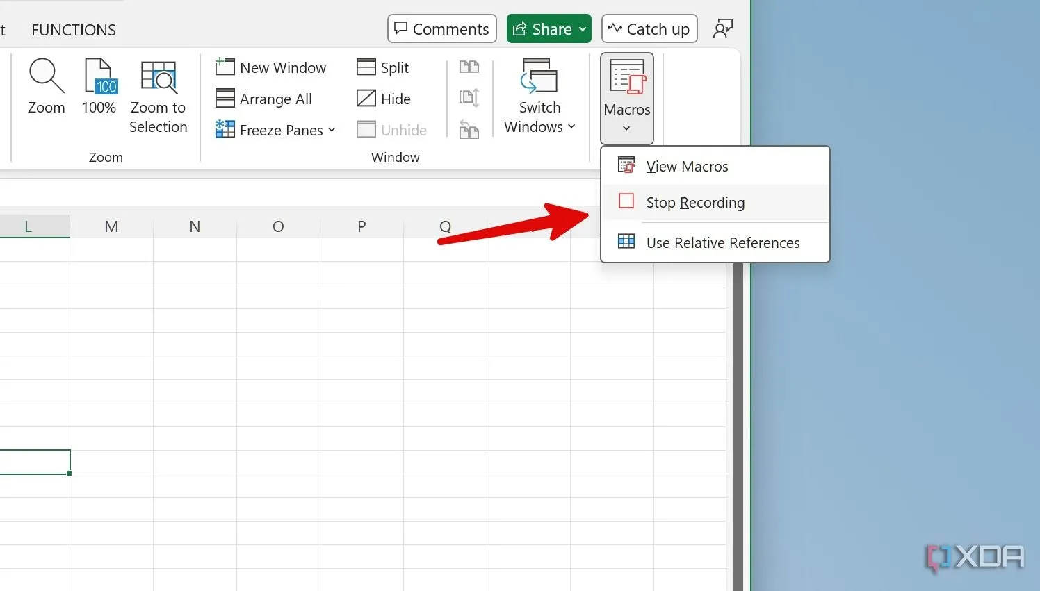 Dừng ghi Macro trong quá trình tạo quà Valentine bằng Excel