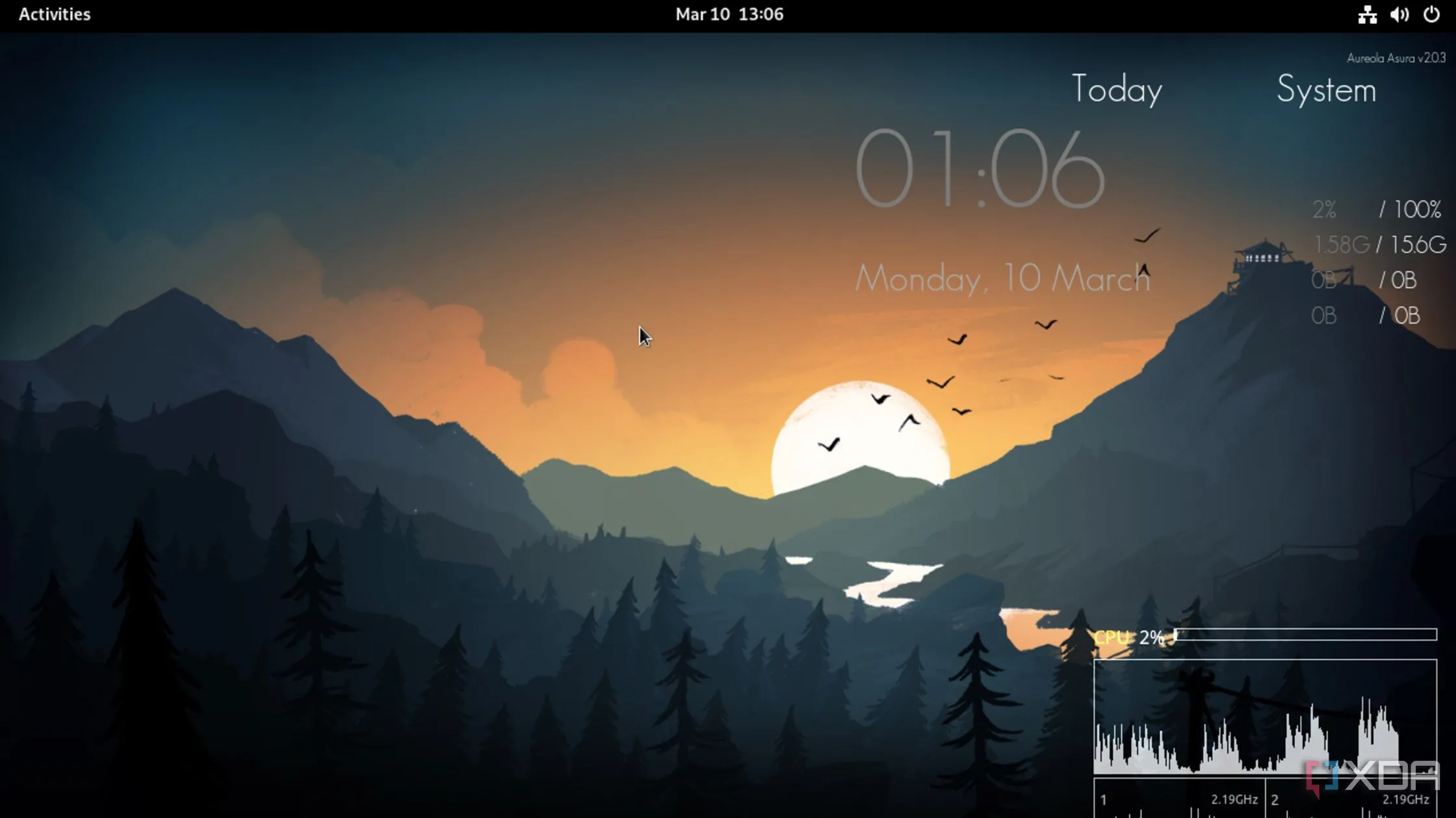 Giao diện desktop Linux với các widget Conky, minh họa cho môi trường mà các công cụ quản lý gói đã quen thuộc