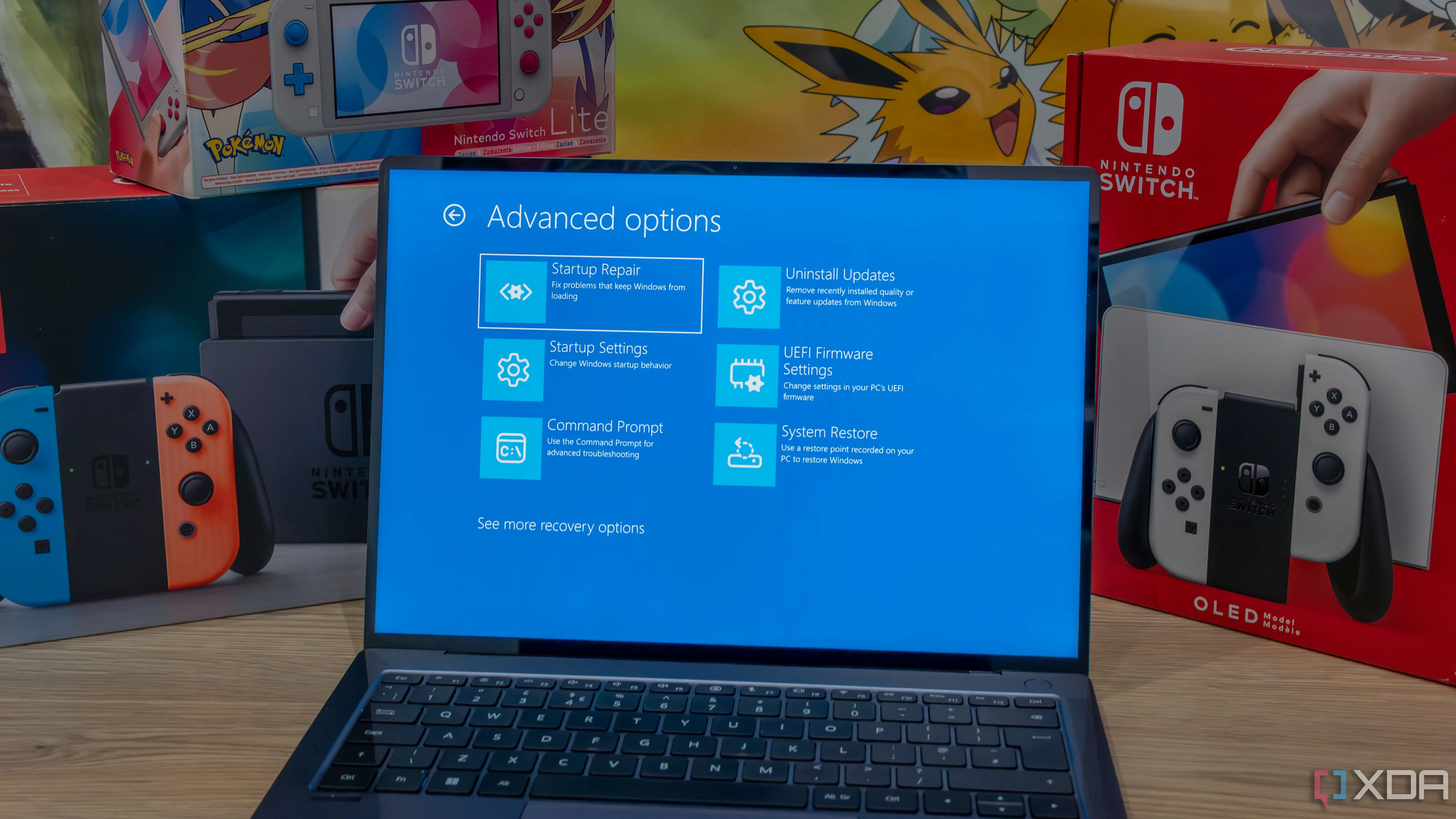 Giao diện môi trường phục hồi Windows (WinRE) trên laptop Windows 11