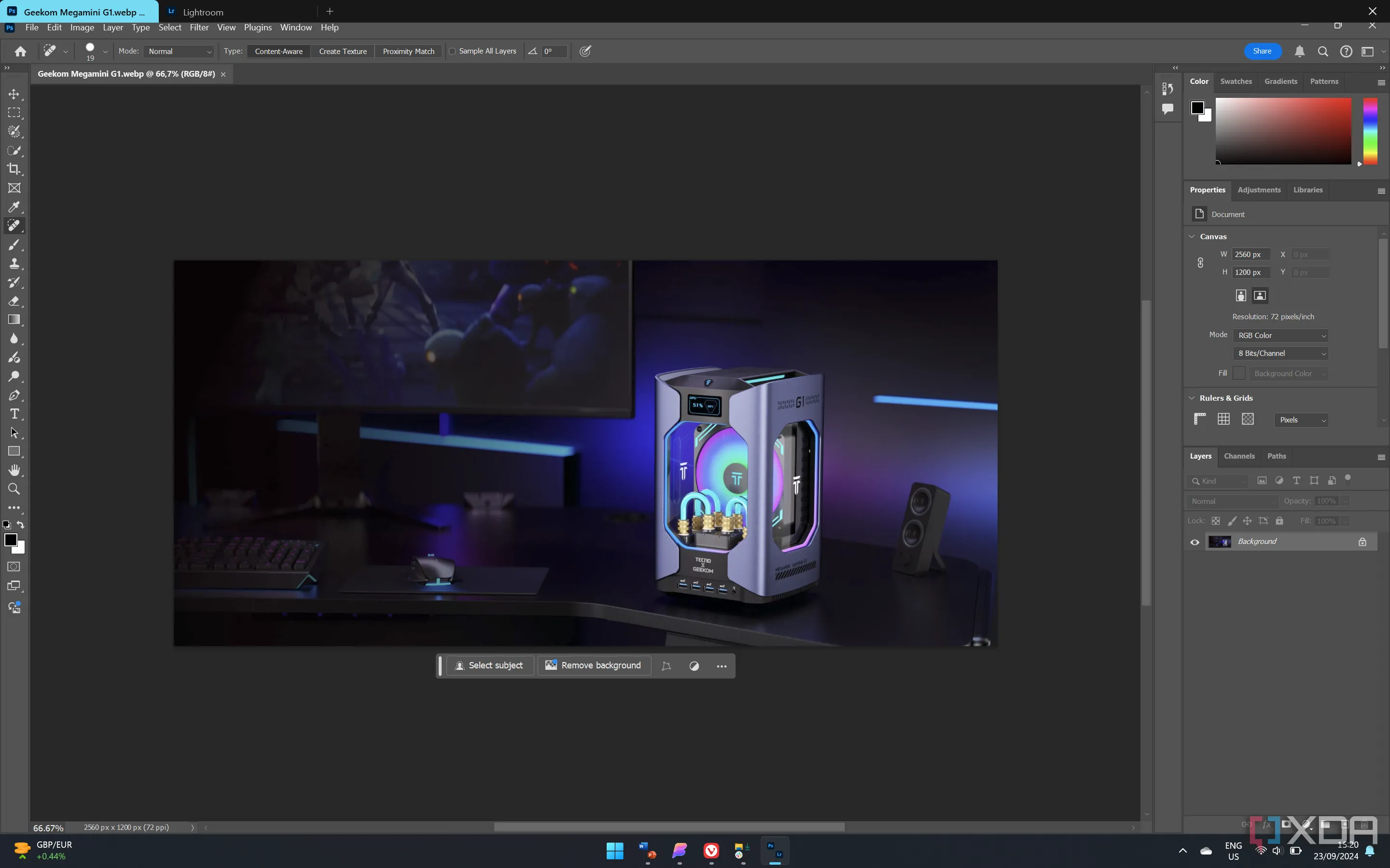 Giao diện ứng dụng Adobe Photoshop và Lightroom được nhóm lại trong một cửa sổ bằng Groupy, tương tự tính năng Sets của Windows 10