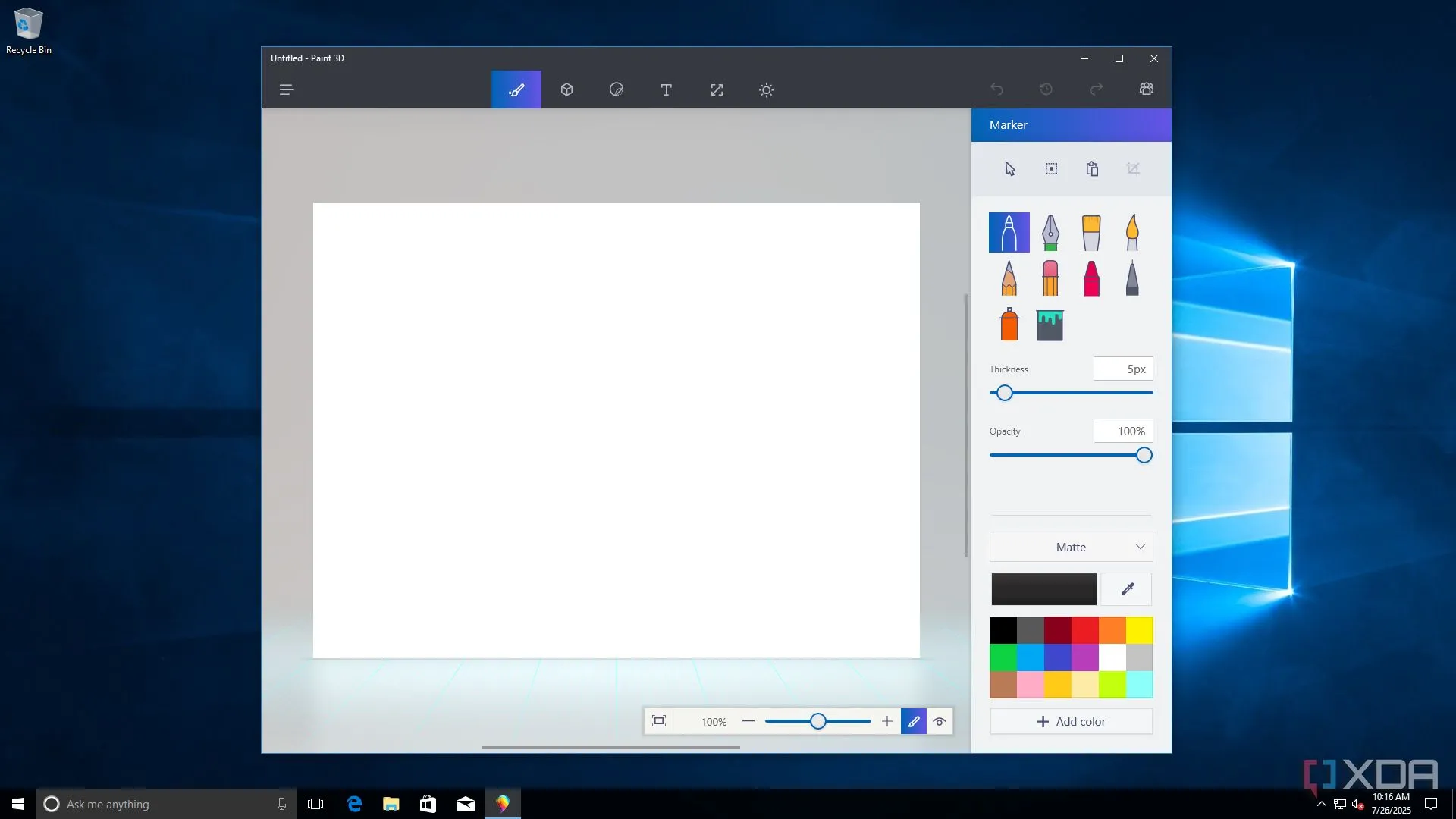 Giao diện ứng dụng Paint 3D trên Windows 10