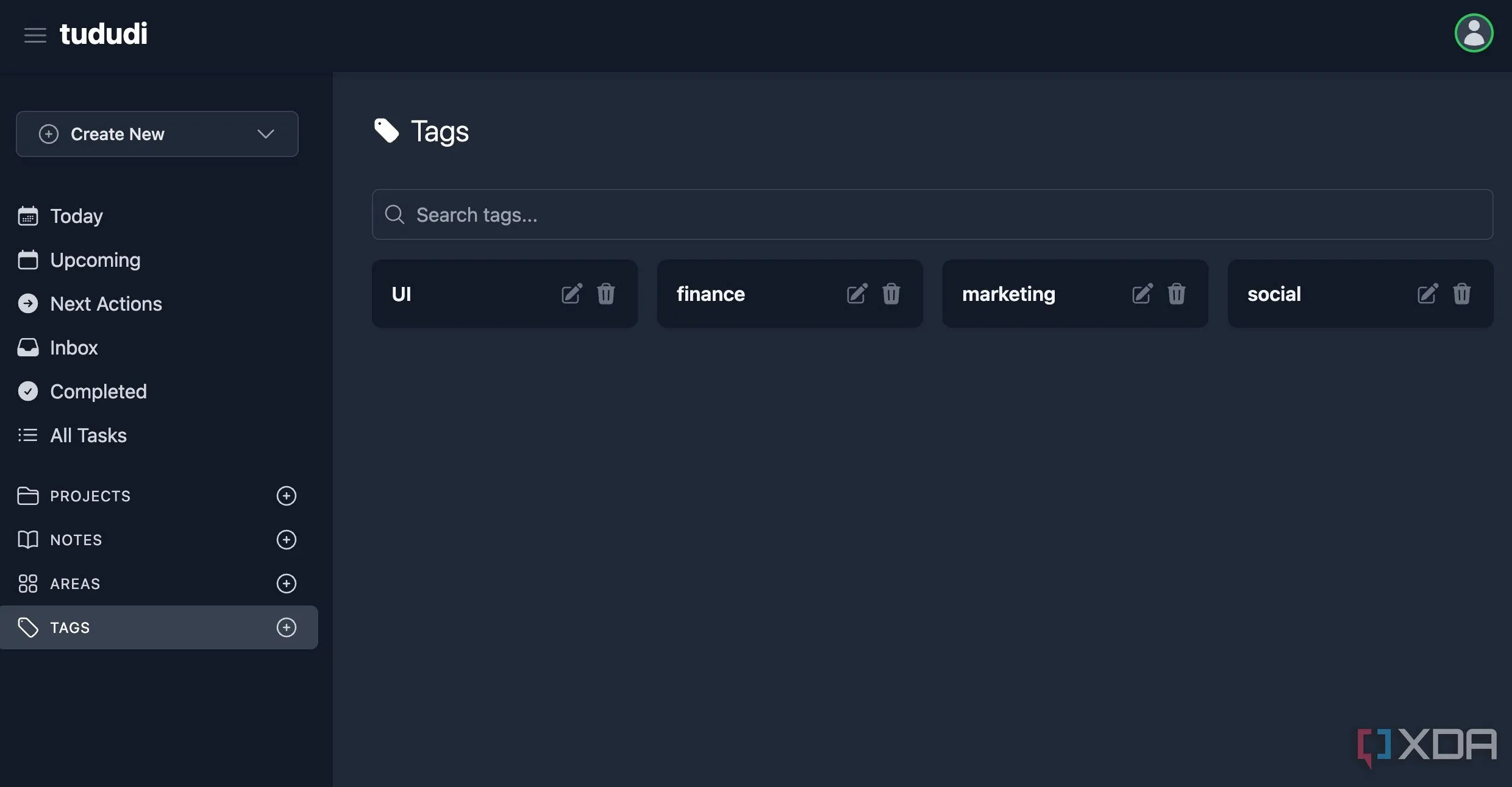 Hệ thống gắn thẻ (tags) linh hoạt giúp tổ chức công việc trong Tududi