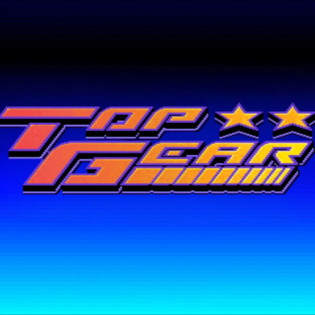 Hình ảnh bìa game Top Gear trên SNES với xe thể thao màu vàng và xanh