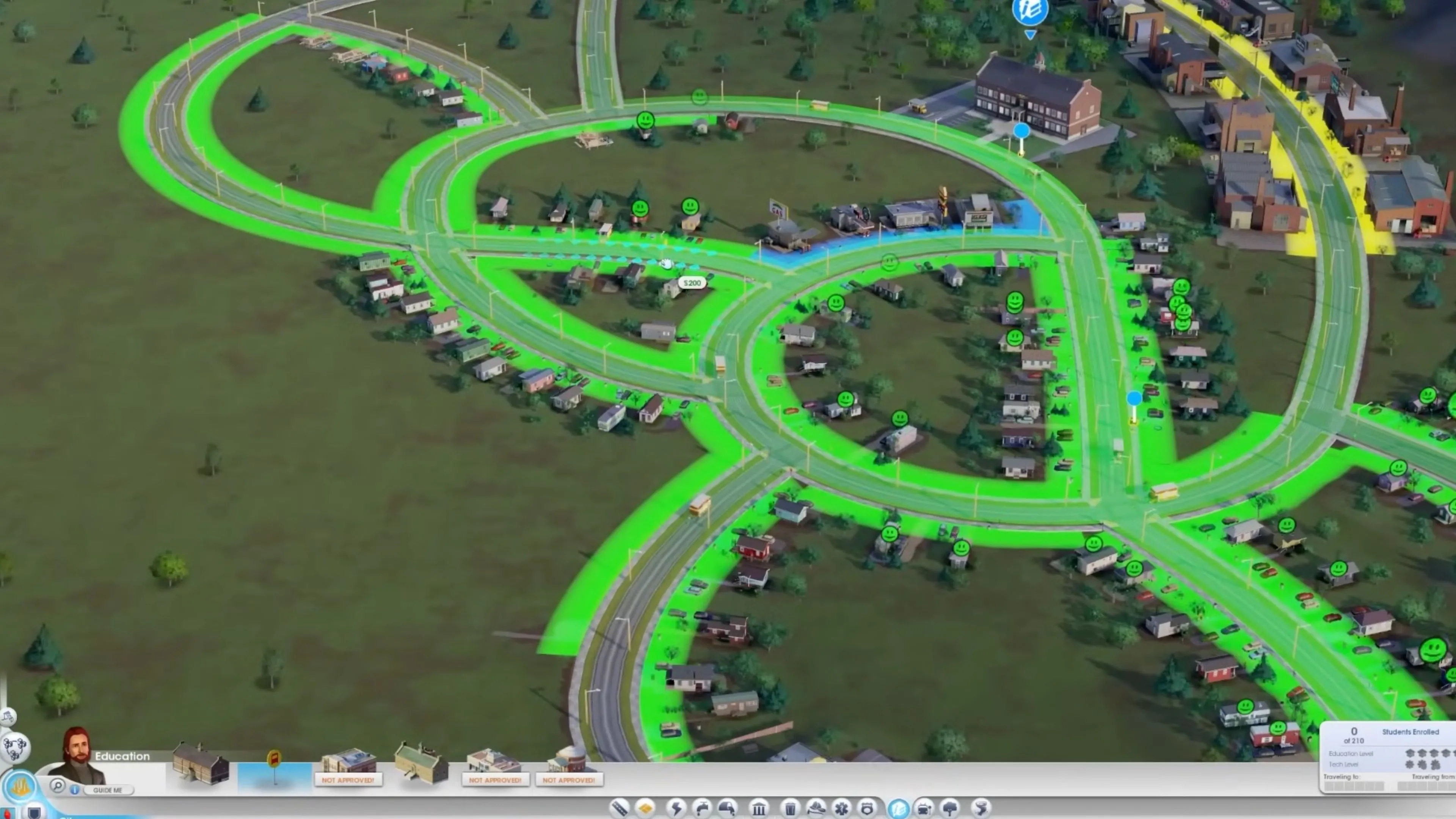 Hình ảnh cận cảnh một khu dân cư trong game SimCity