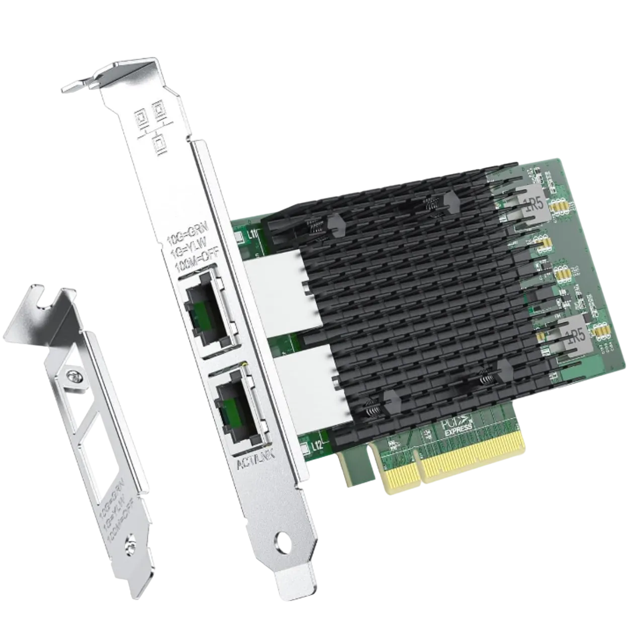 Hình ảnh render trong suốt của Card mạng Ipolex 10GbE Dual RJ45 Port PCIe