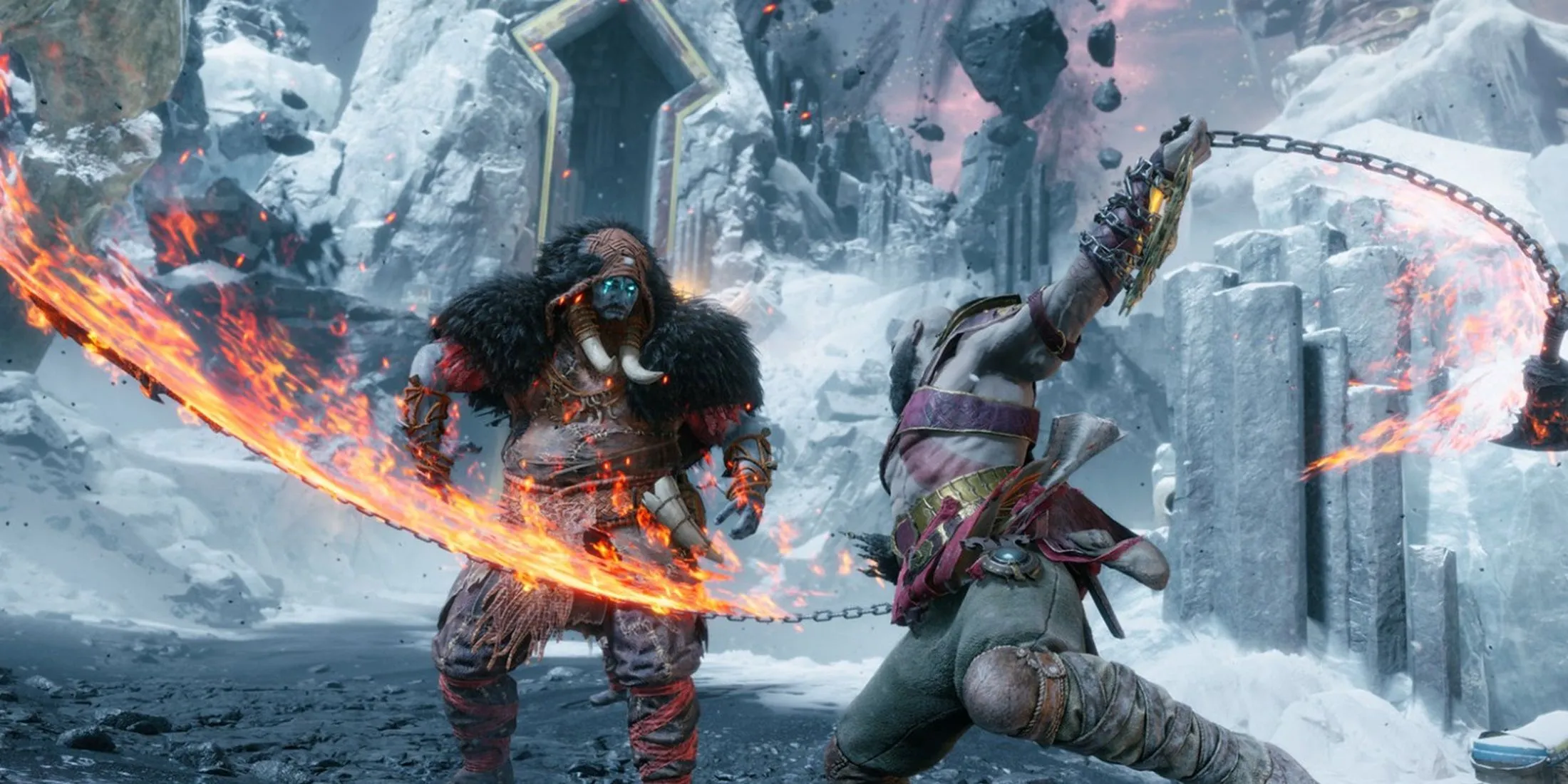 Kratos chiến đấu dữ dội với Blades of Chaos trong God of War Ragnarok