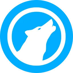 Logo của trình duyệt LibreWolf với hình ảnh con sói màu xanh đậm trên nền tối.