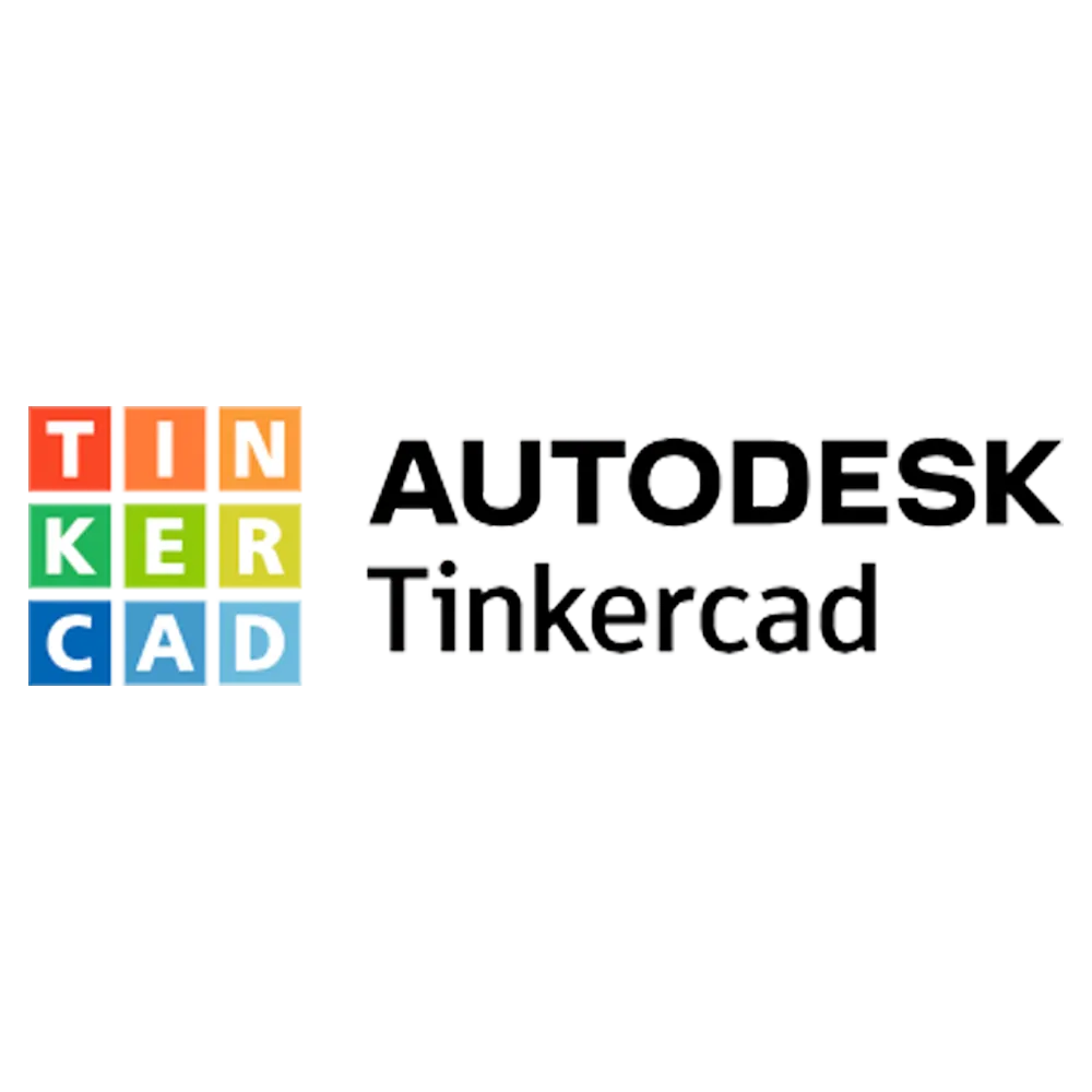 Logo phần mềm Tinkercad của Autodesk với biểu tượng hình khối đơn giản