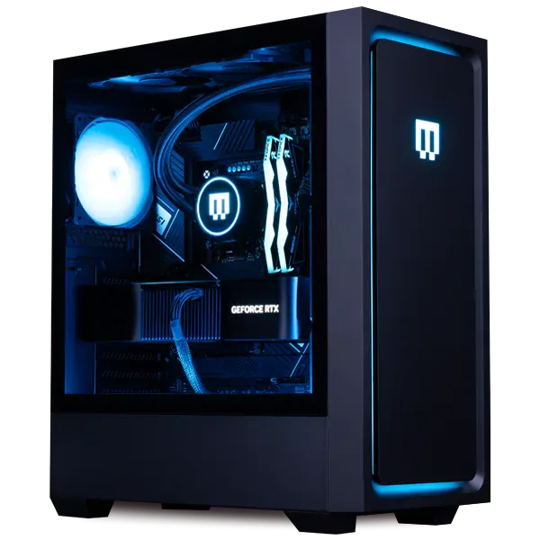 Mẫu PC dựng sẵn Maingear MG-1 với thiết kế tinh tế và quản lý cáp gọn gàng, thể hiện tính thẩm mỹ cao.
