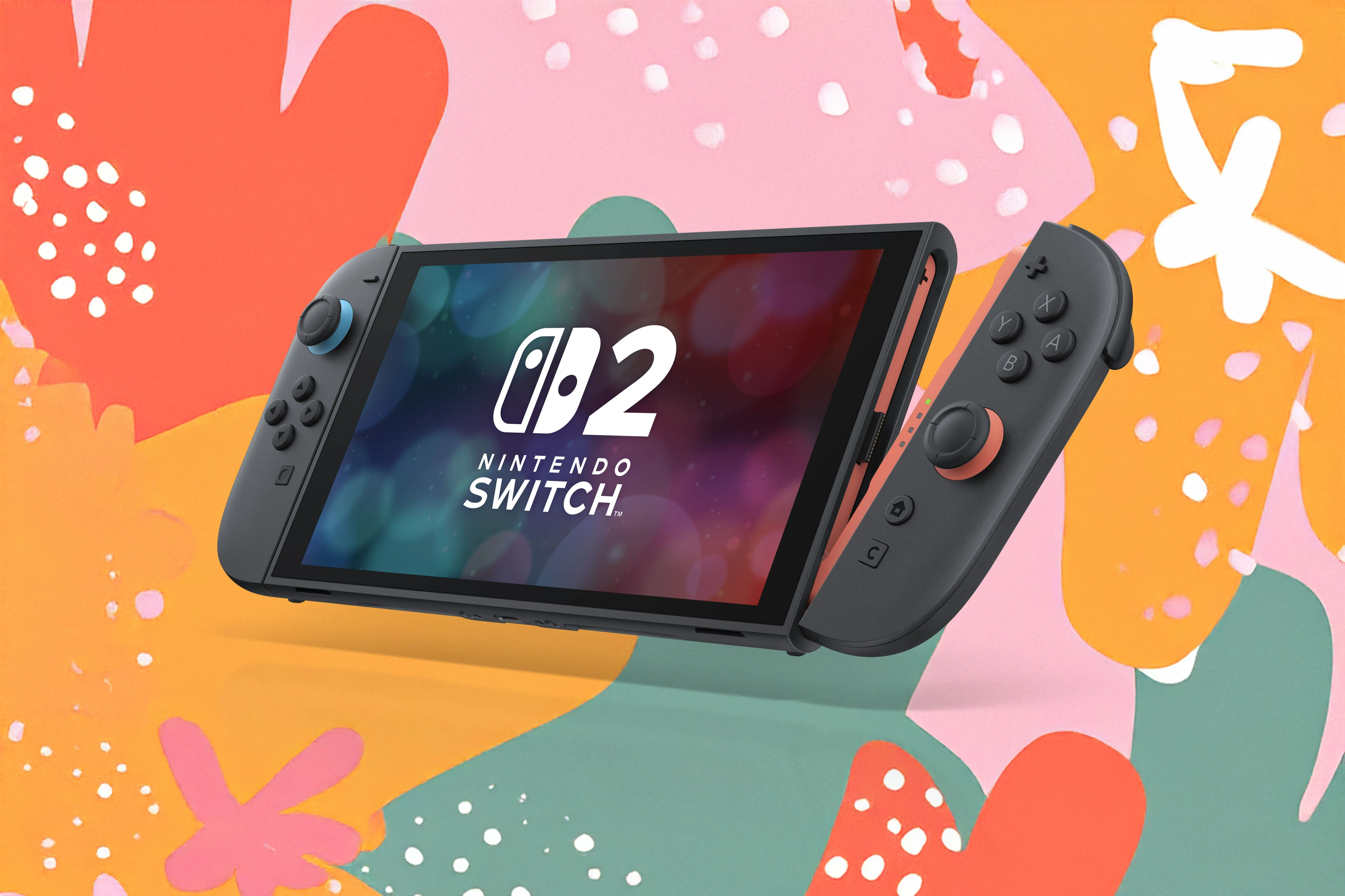 Máy chơi game Nintendo Switch 2 với tay cầm Joy-Con 2 đang được tháo rời