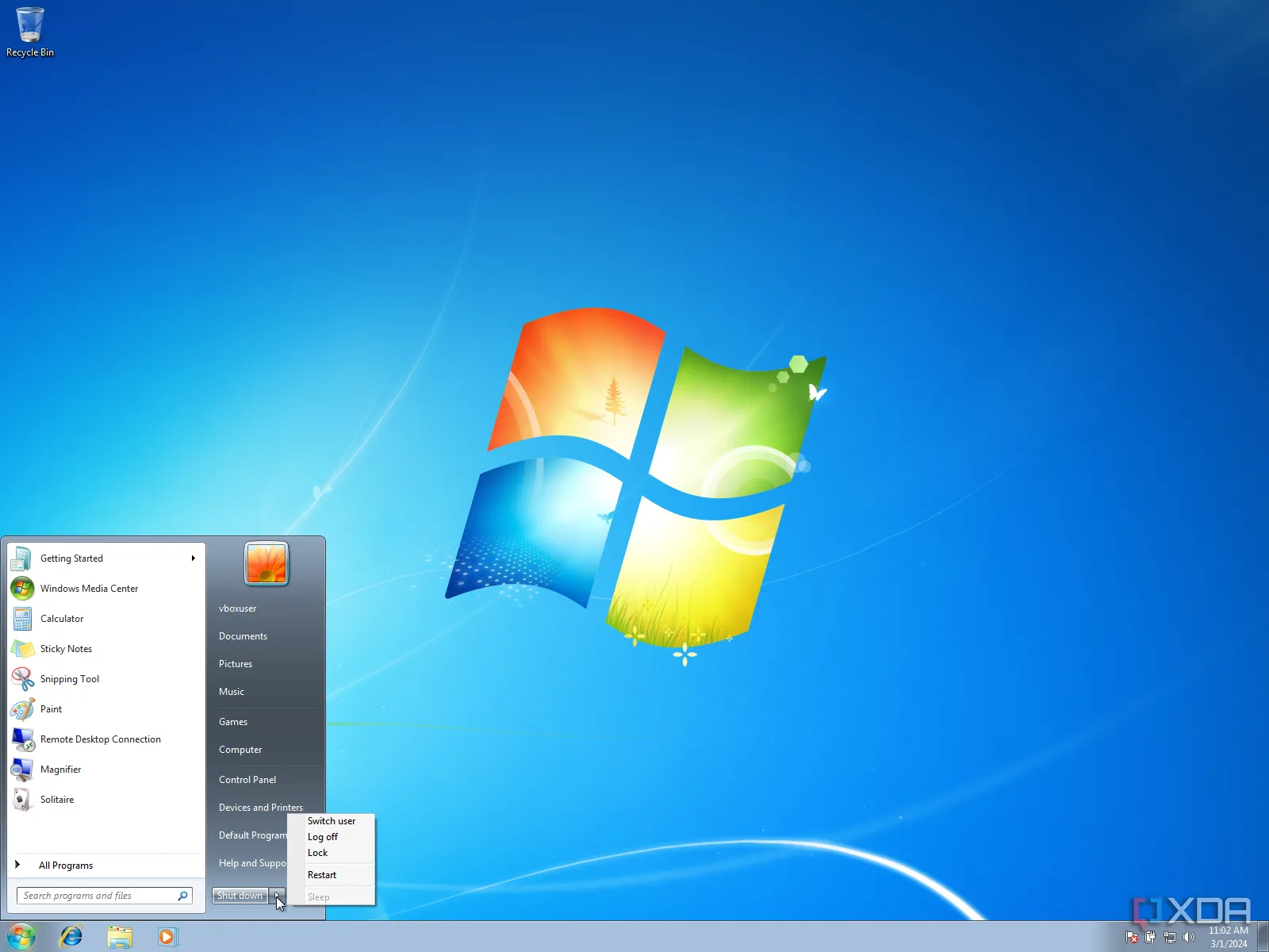 Menu Start của Windows 7, bối cảnh cho các cập nhật về xử lý âm thanh (APO).