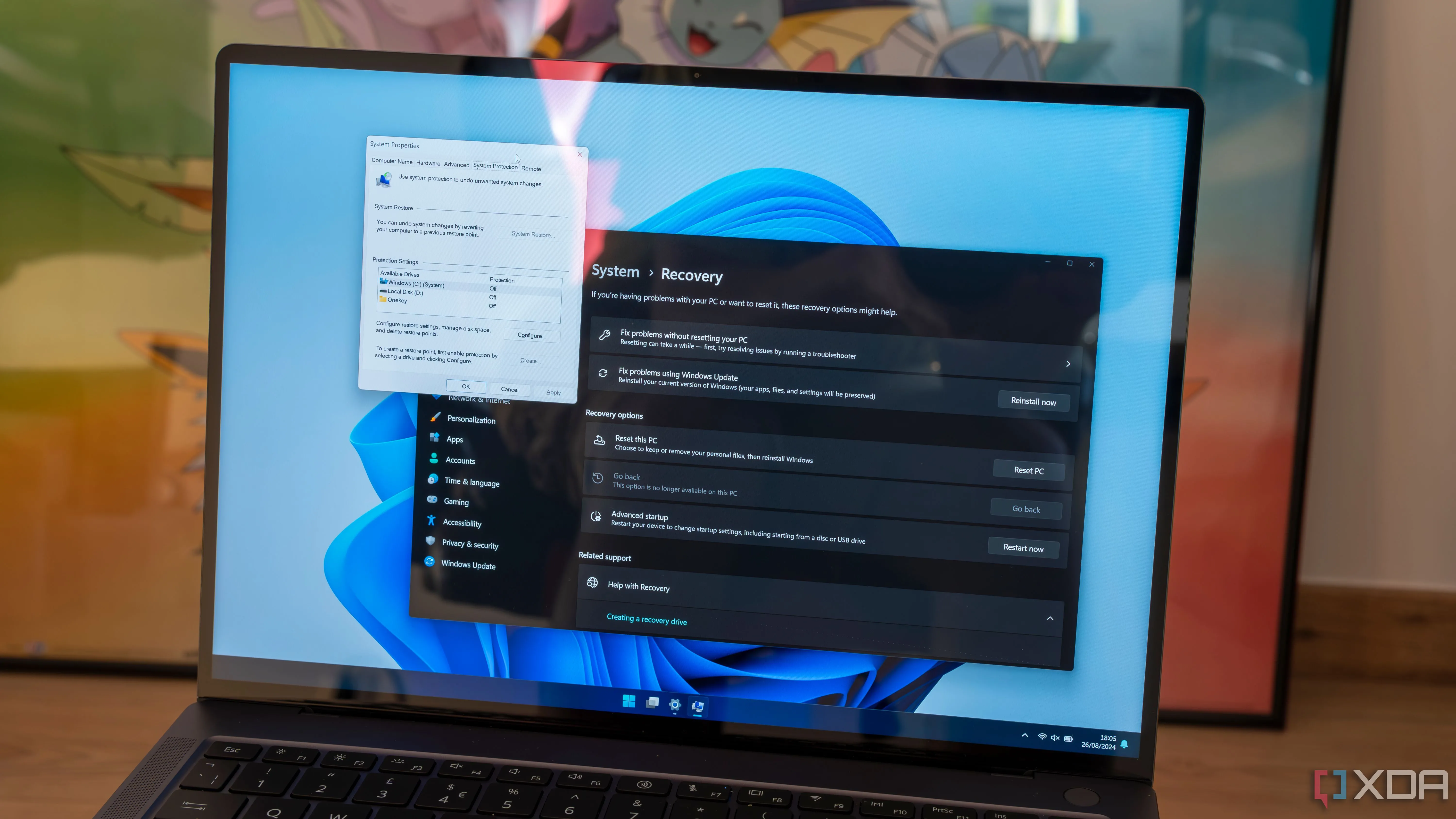 Minh họa sự chuyển đổi tính năng từ Control Panel sang Settings app trên Windows 11