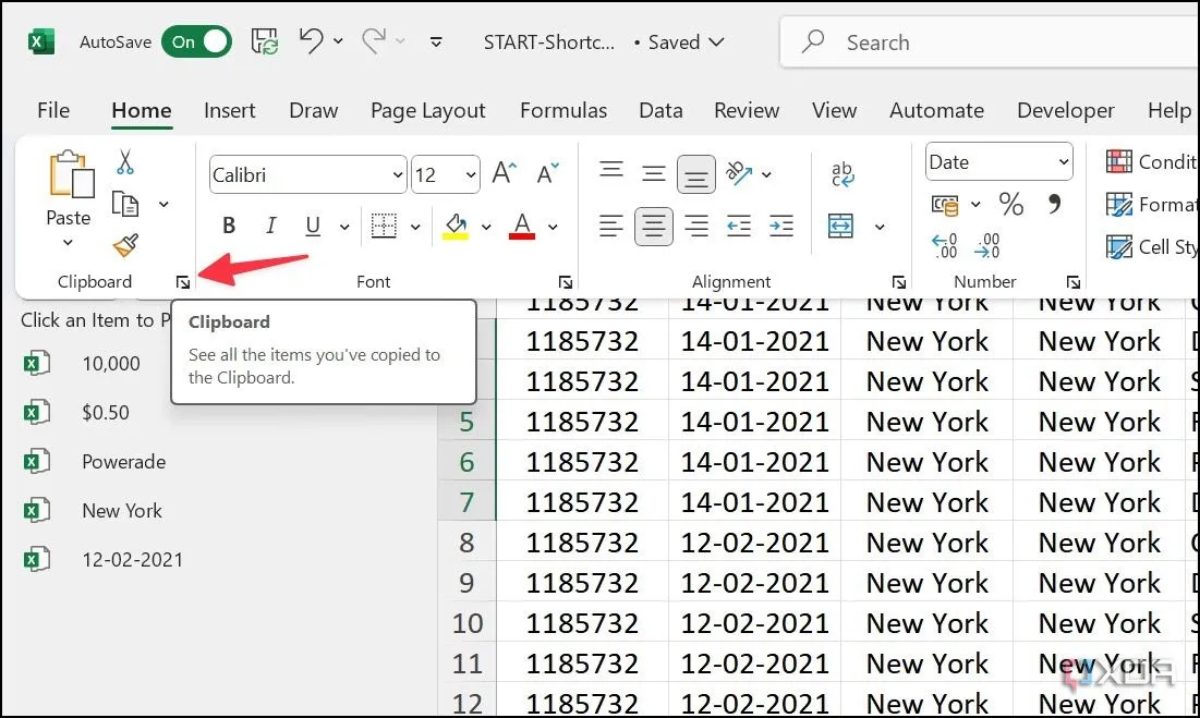 Sử dụng Clipboard trong Excel để sao chép nhiều mục