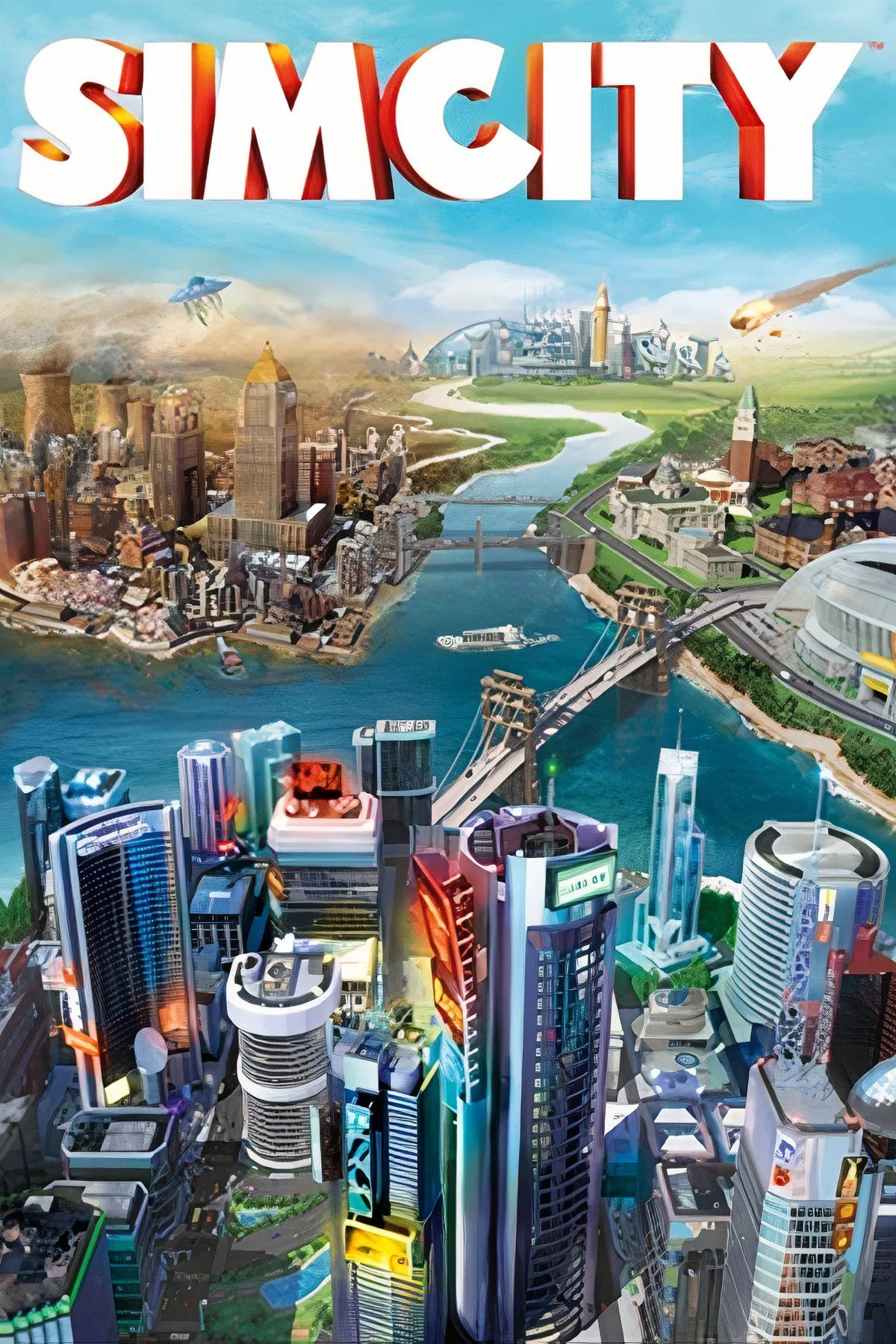 Thành phố bị lỗi server trong SimCity 2013, minh họa vấn đề luôn online