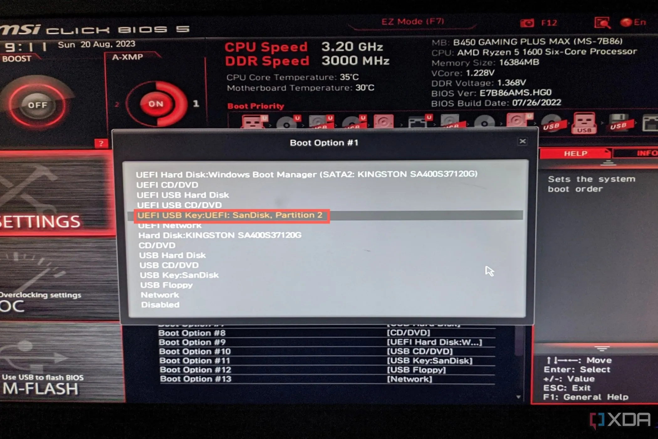 Thiết lập thứ tự khởi động BIOS trên mainboard MSI B450 Gaming Plus