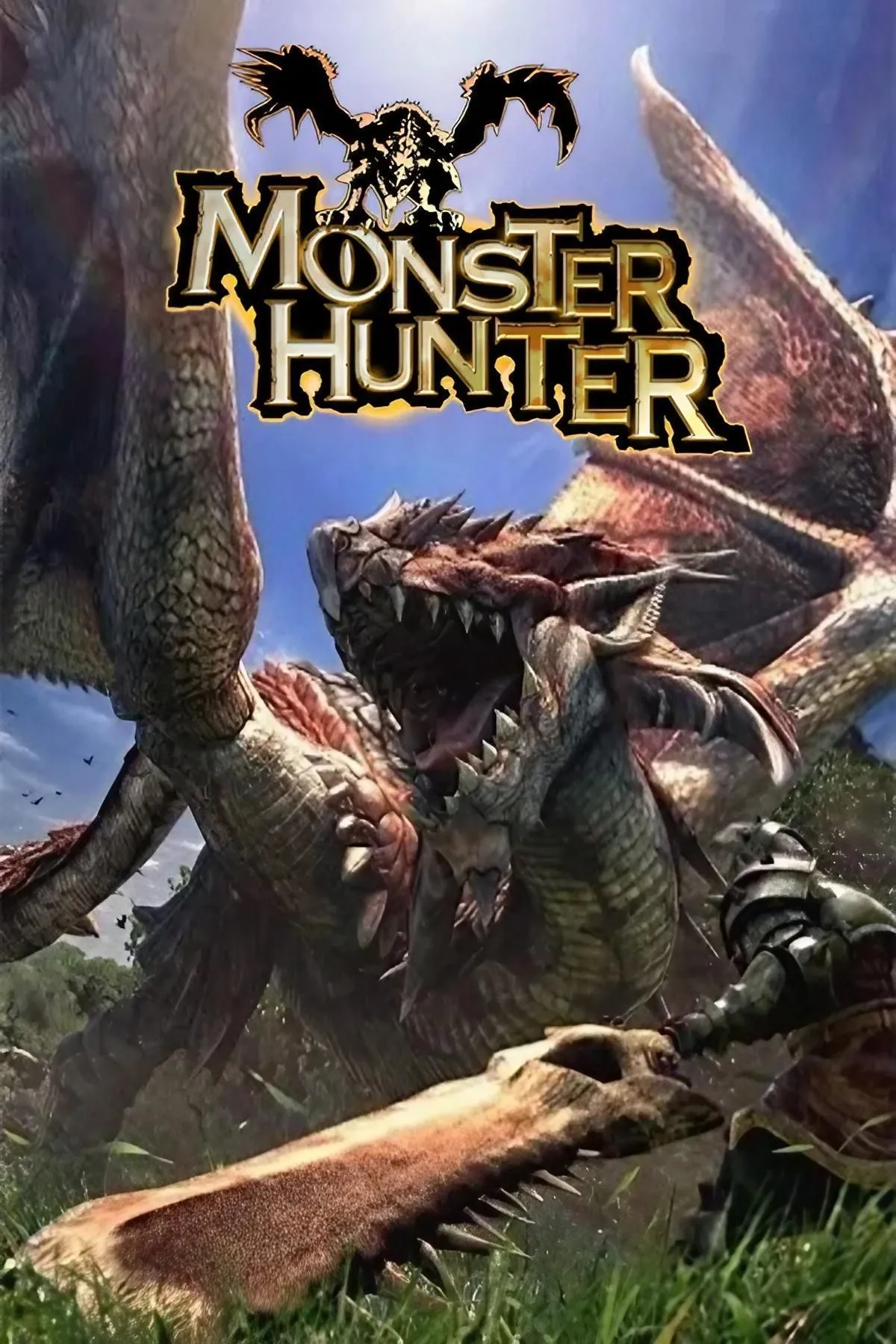 Thợ săn đối đầu với Rathalos trong game Monster Hunter cổ điển