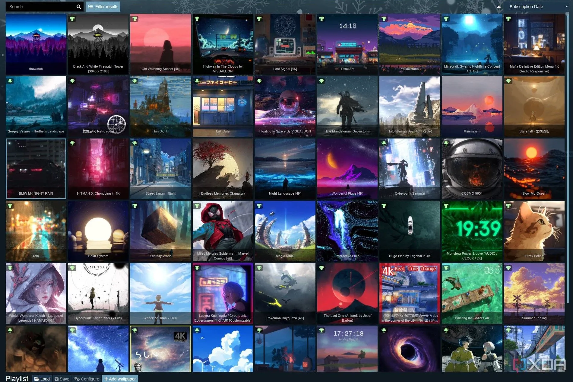 Thư viện khổng lồ của Wallpaper Engine với vô số hình nền động độc đáo