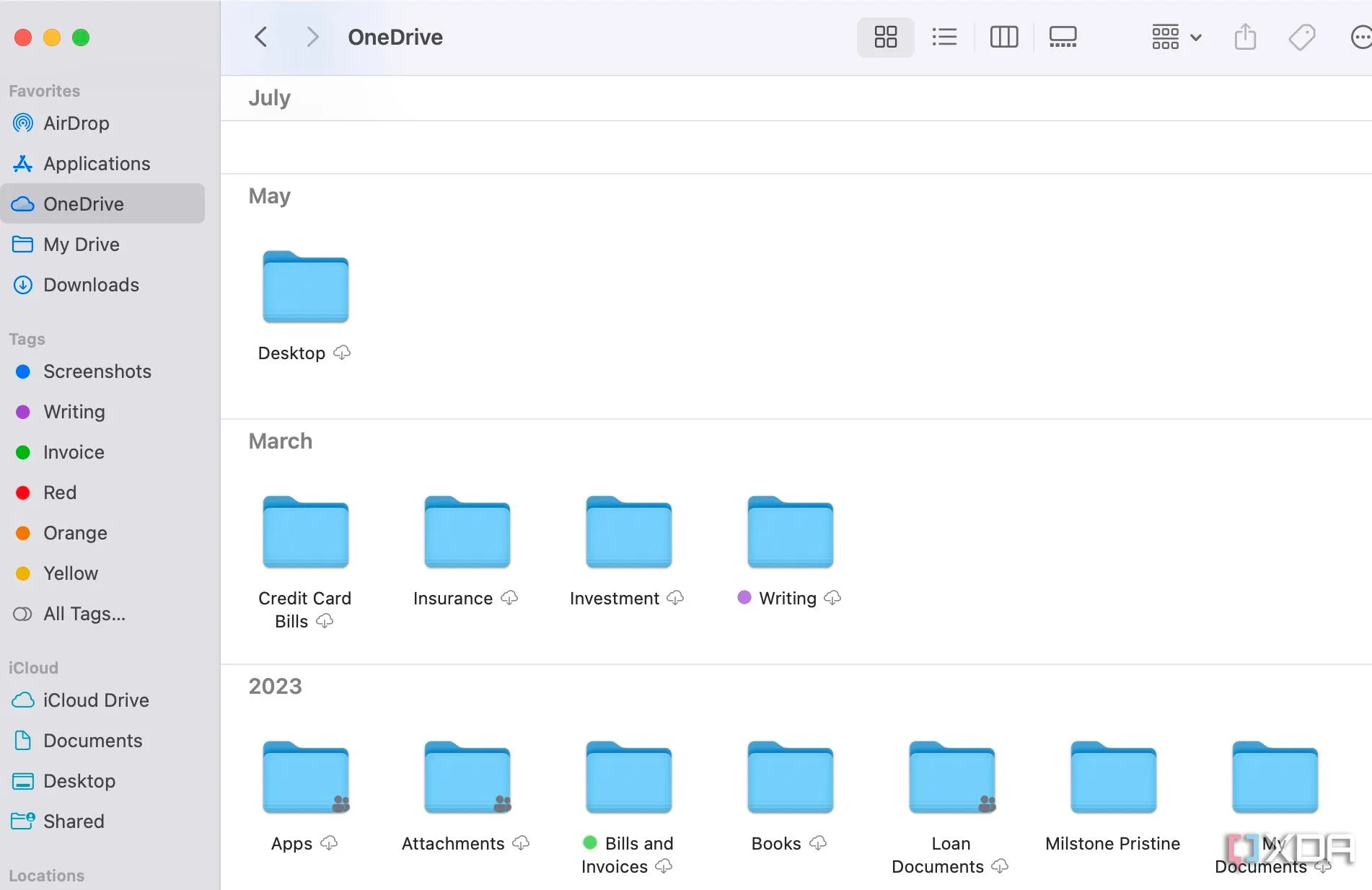 Tích hợp OneDrive trong Finder của macOS, minh họa khả năng quản lý tệp hiệu quả