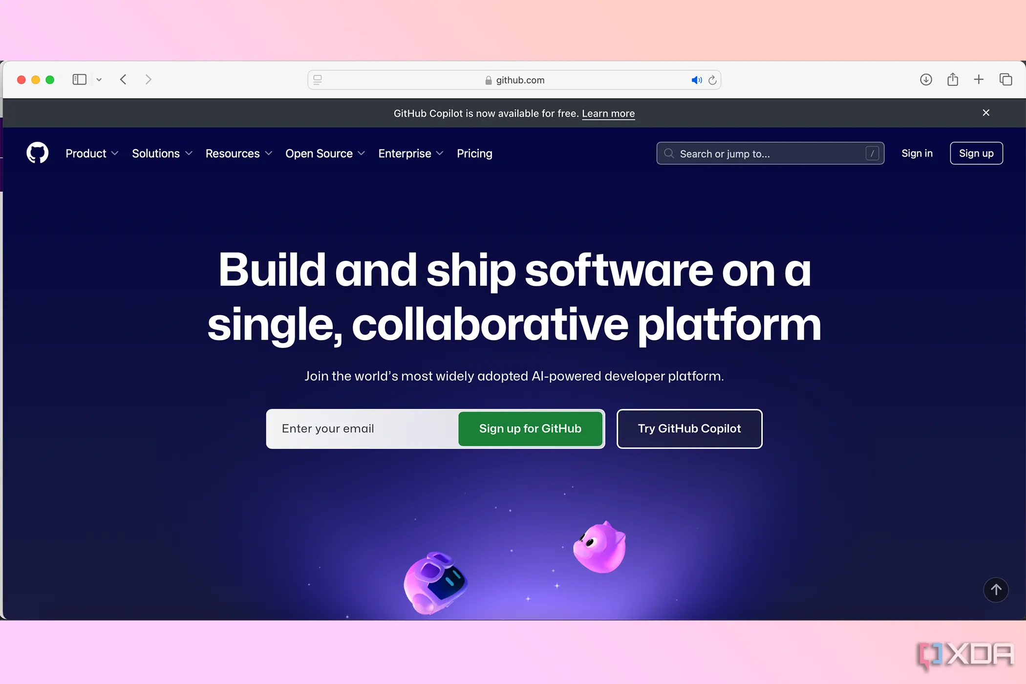 Trang chủ GitHub thể hiện sự tự do kiểm soát mã nguồn mở
