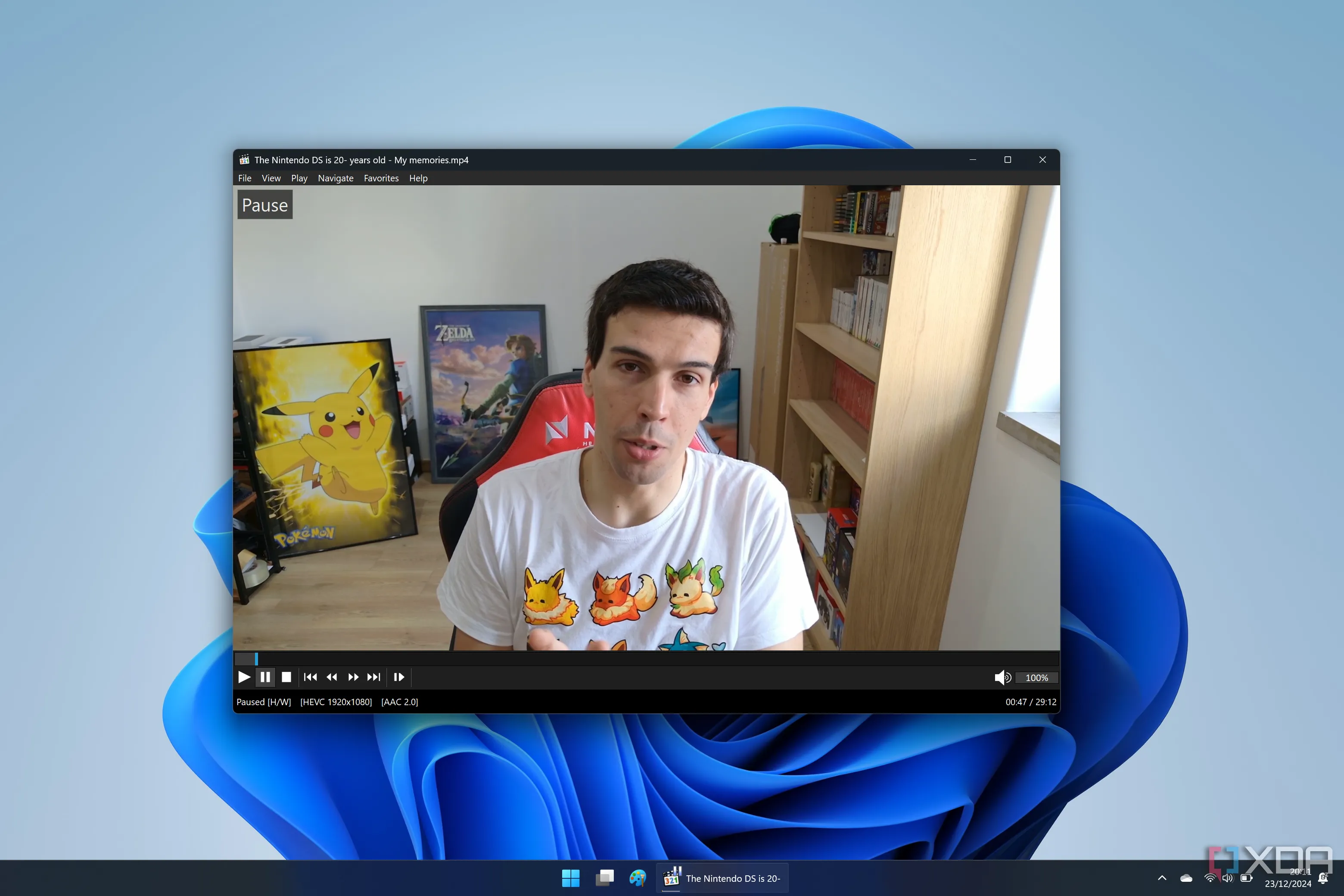 Trình phát MPC-HC đang phát video trên giao diện Windows 11