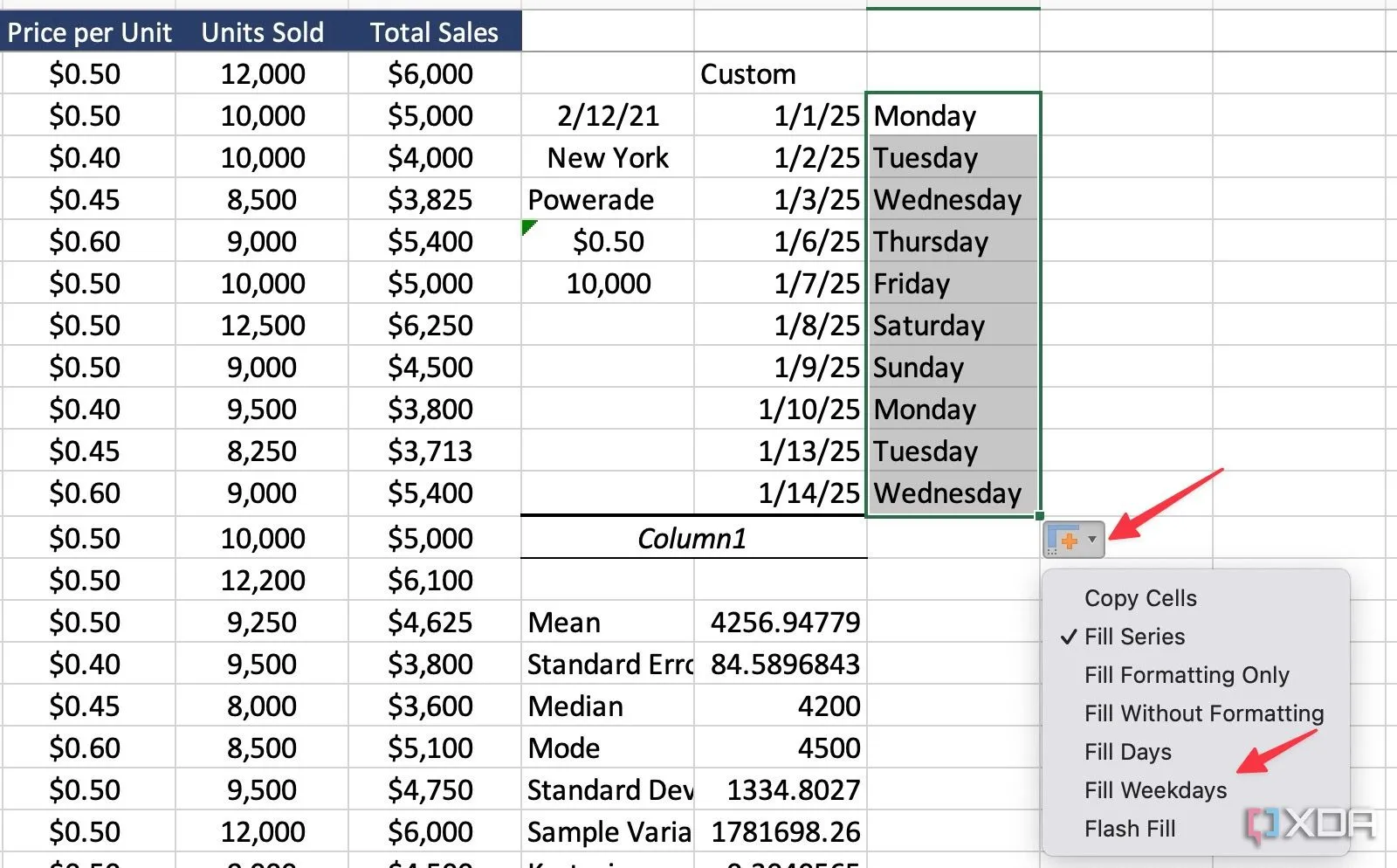 Tự động điền theo mẫu trong Excel