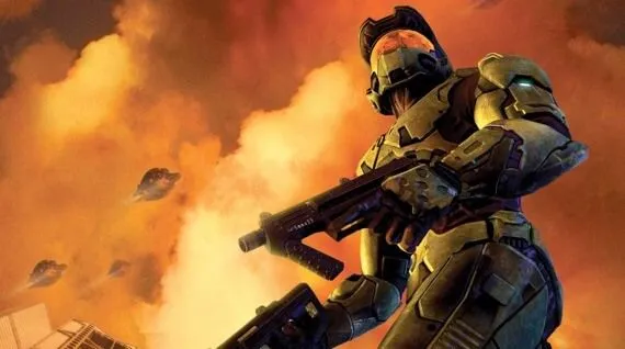 Ảnh chủ đạo của Halo 2 với Master Chief trong tư thế sẵn sàng chiến đấu
