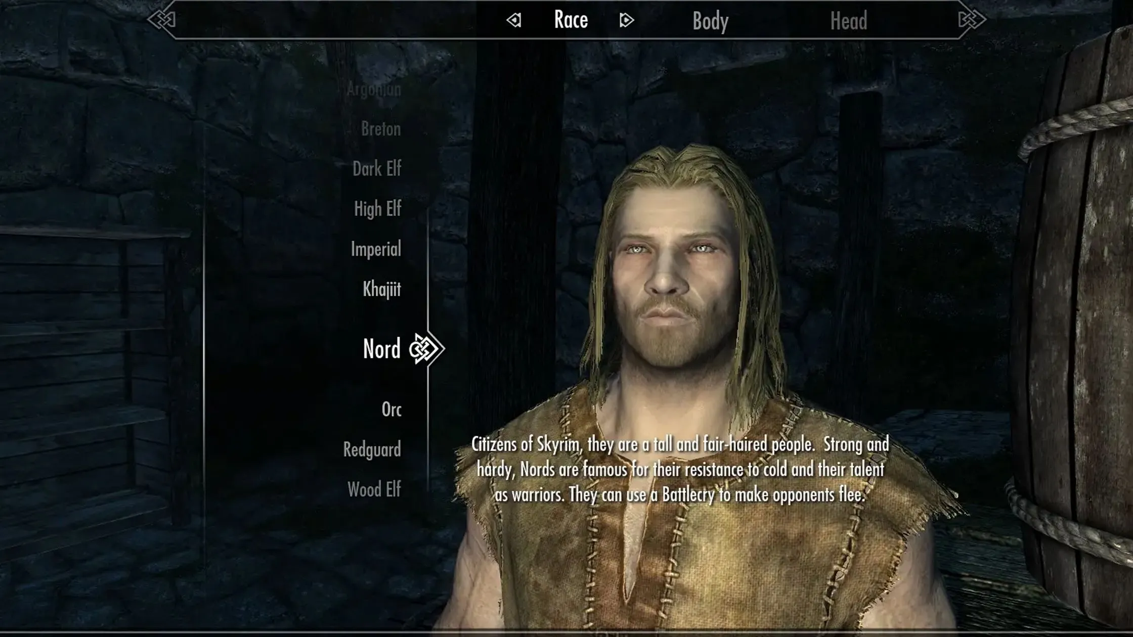 Ảnh chụp màn hình game Skyrim hiển thị các lựa chọn bắt đầu cuộc phiêu lưu mới với mod Alternate Start, cho phép người chơi chọn cốt truyện và địa điểm khác nhau.