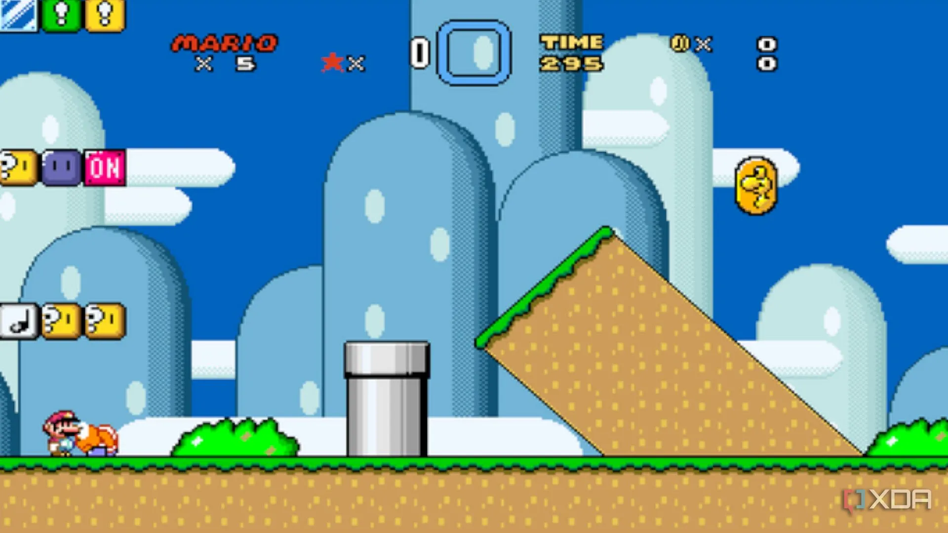 Ảnh chụp màn hình game Super Mario World trên trình giả lập BSNES của Super Nintendo