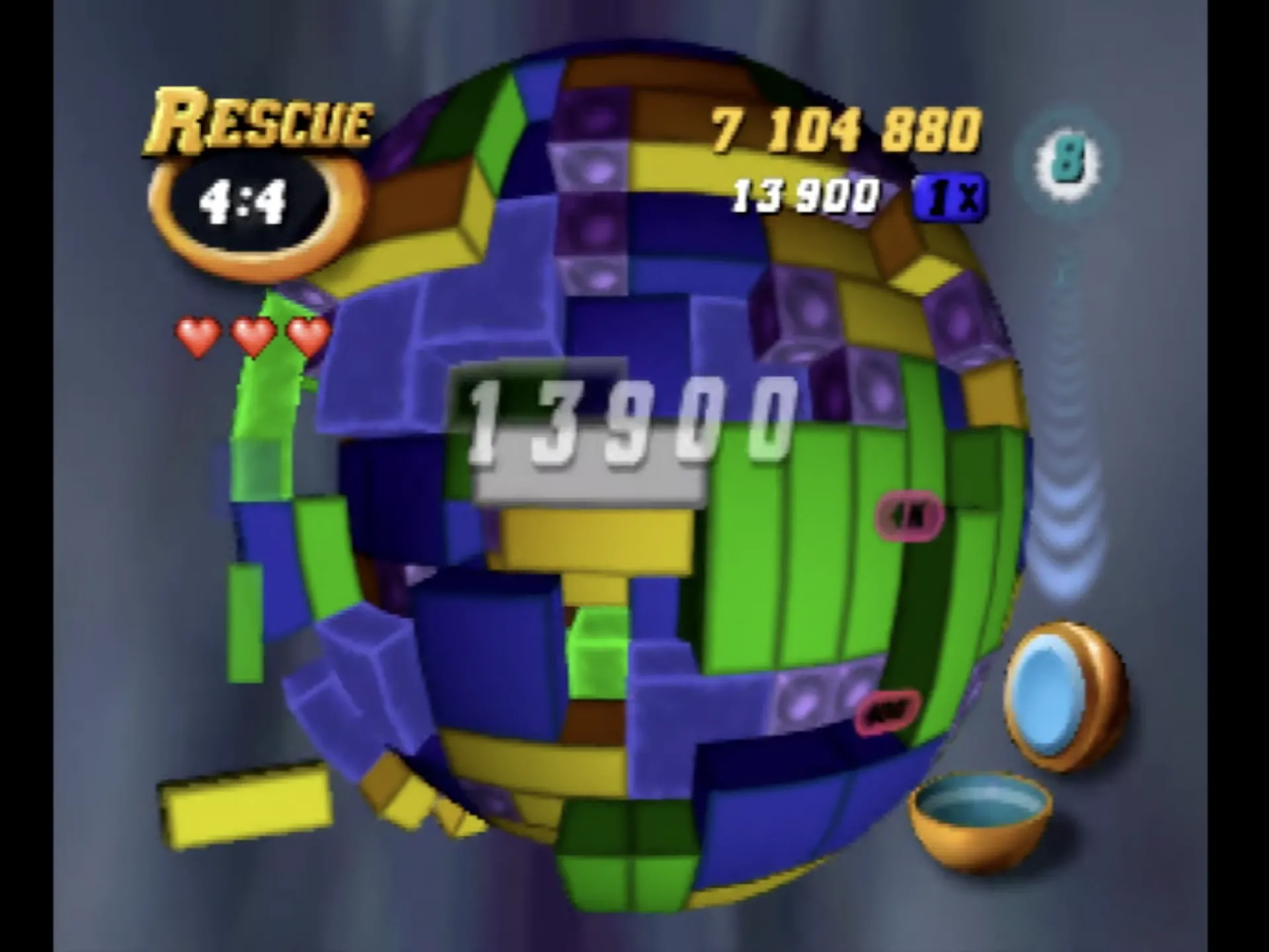 Ảnh chụp màn hình game Tetrisphere trên Nintendo 64