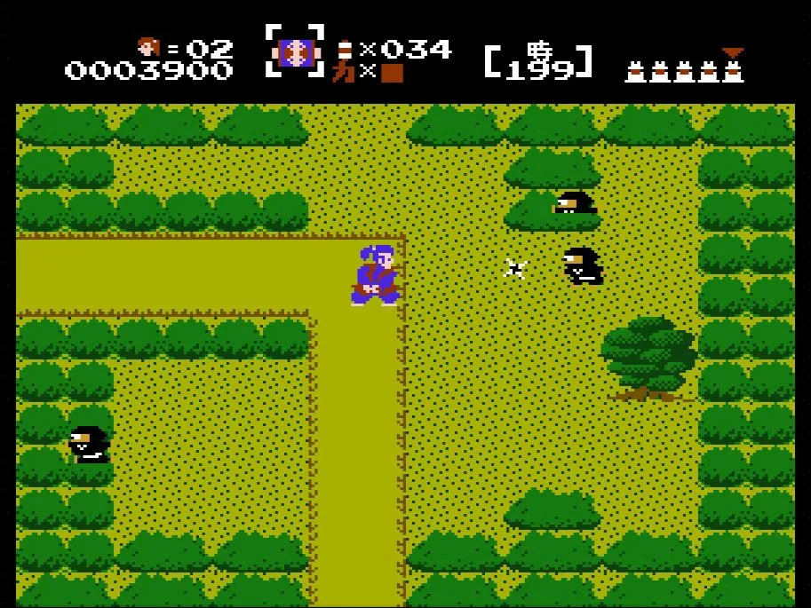 Ảnh chụp màn hình game The Mysterious Murasame Castle trên Famicom Disk System