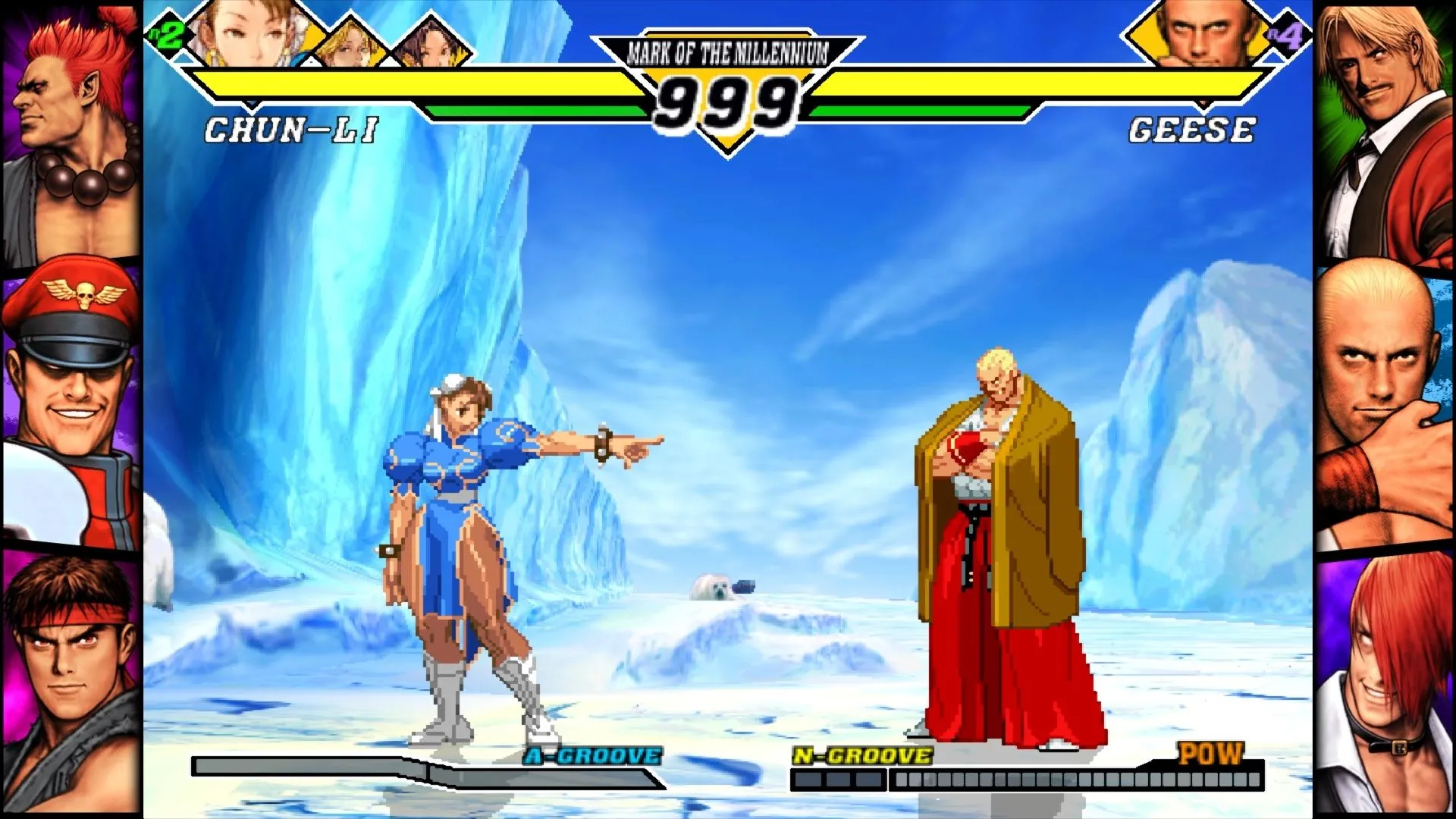 Ảnh chụp màn hình gameplay chế độ online của Capcom Fighting Collection 2, minh họa trận đấu đối kháng giữa hai người chơi với giao diện mạng