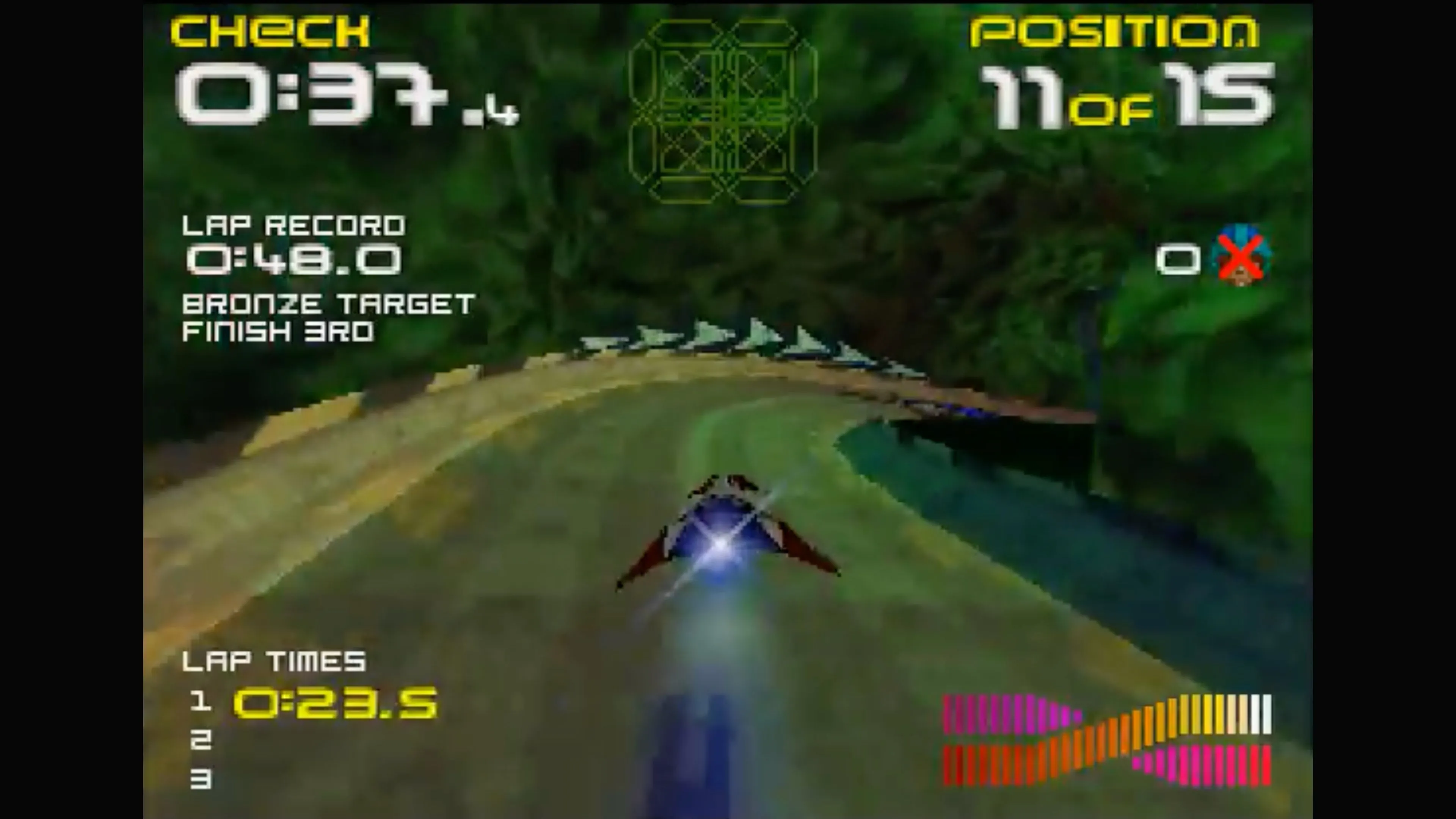 Ảnh chụp màn hình gameplay của game đua xe Wipeout 64 trên Nintendo 64