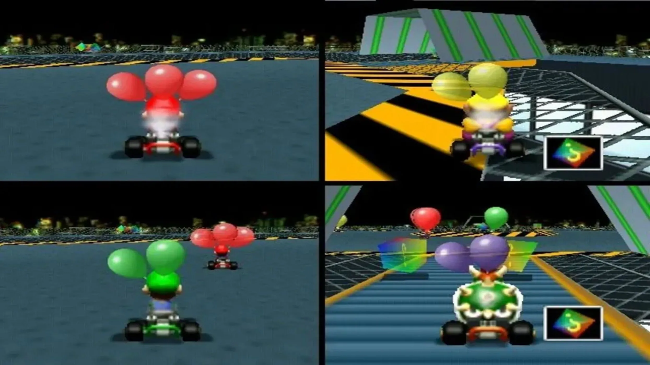 Ảnh chụp màn hình gameplay của Mario Kart 64, game đua xe kart huyền thoại trên Nintendo 64