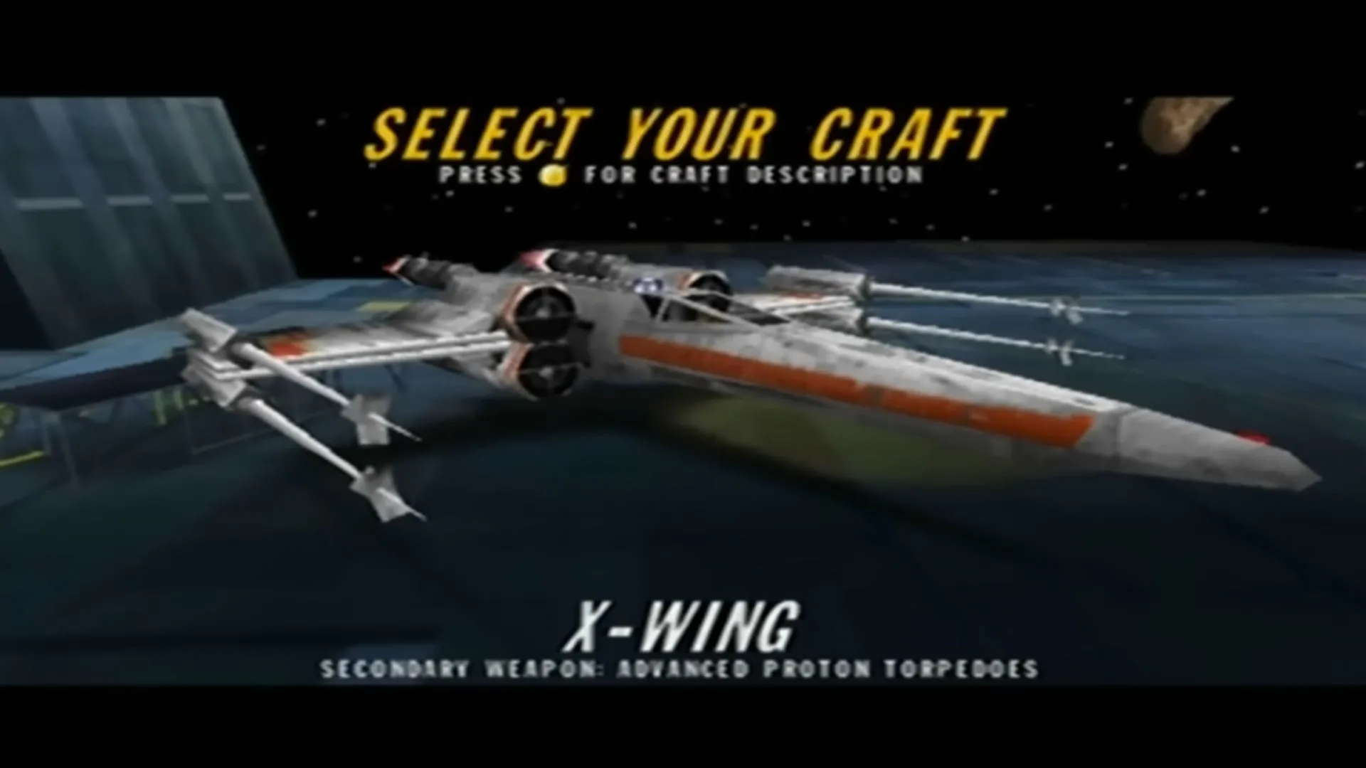 Ảnh chụp màn hình gameplay của Star Wars Rogue Squadron, cho thấy phi thuyền trong trận chiến