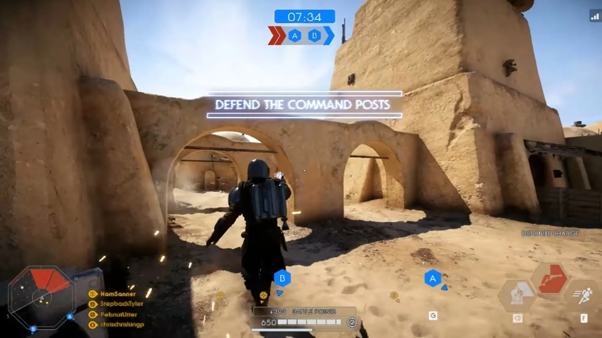 Ảnh chụp màn hình gameplay Star Wars Battlefront 2 với mod nhân vật The Mandalorian
